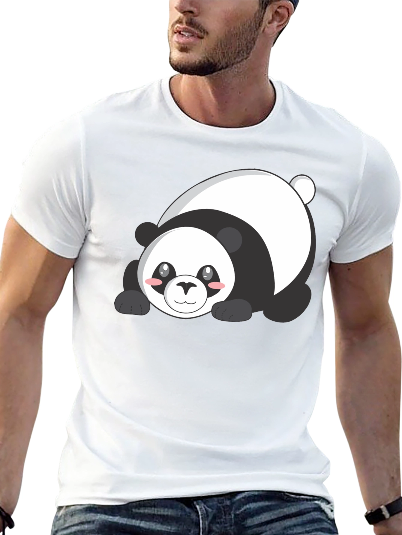 Cute Panda Graphic T-Shirt - Black
