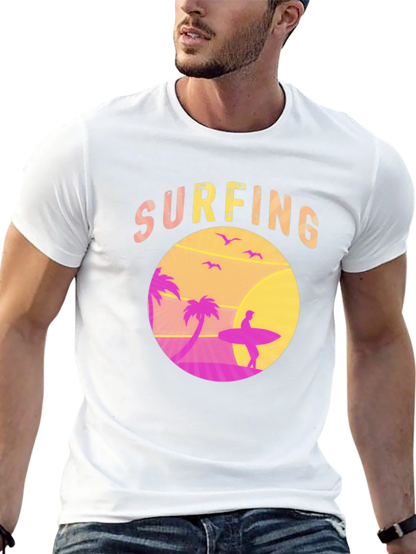 Surfing Sunset T-Shirt Tropical Beach Tee