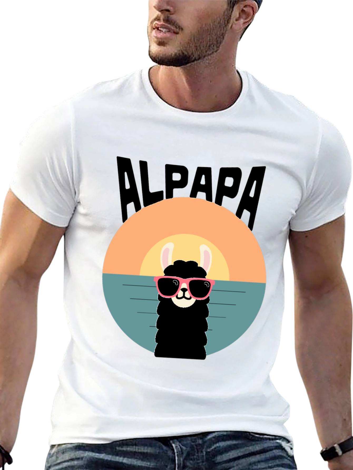 Cool Alpaca Sunset T-Shirt - Soft Cotton Tee