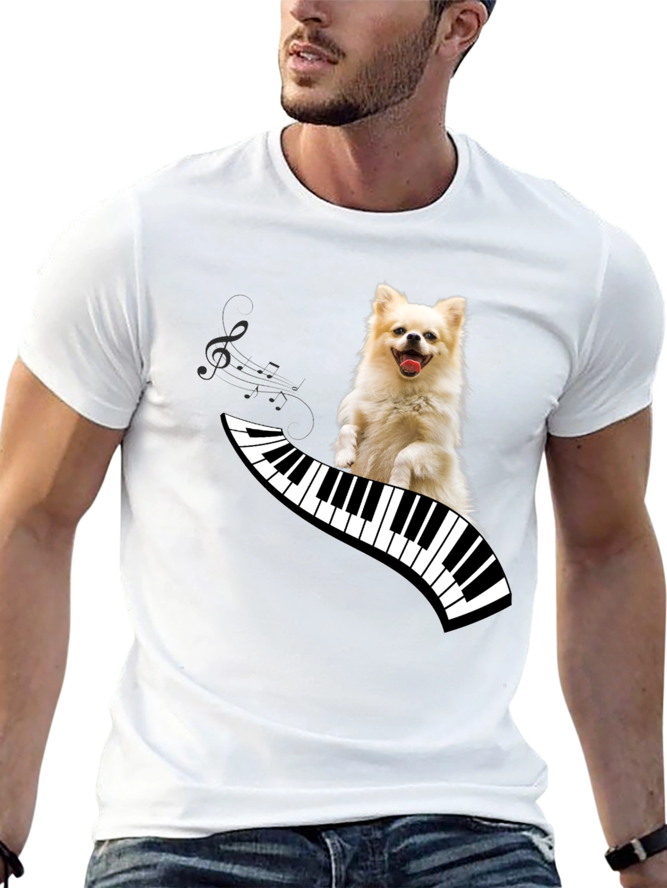 Dog Playing Piano T-Shirt - Unique Graphic Tee