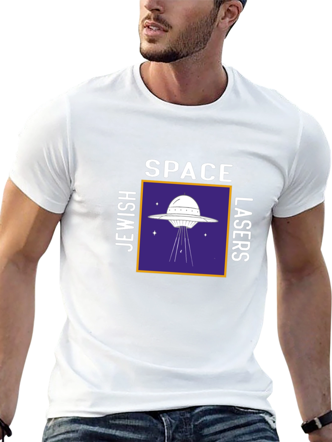 Space Jewish Lasers UFO Graphic Tee Shirt