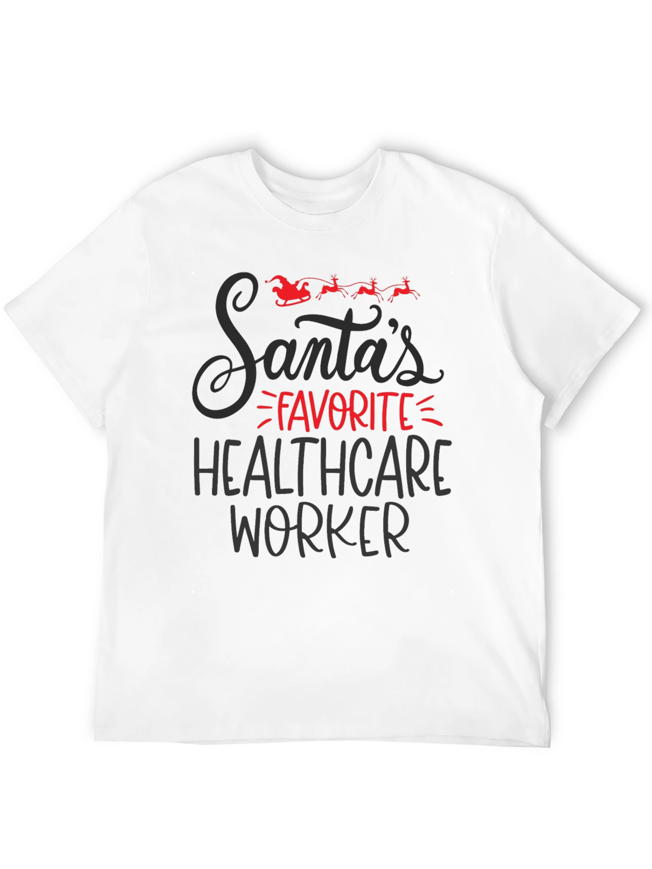 Santas Favorite Healthcare Worker Black T-Shirt