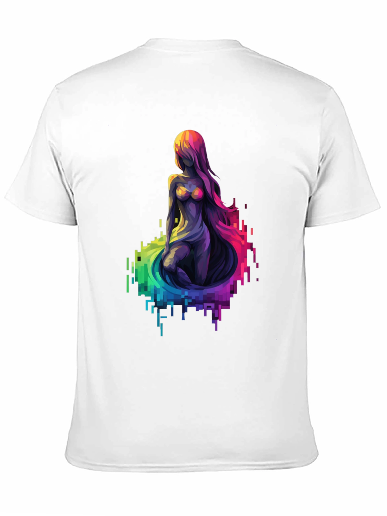 Pixel Mermaid Graphic Tee - Black Crewneck T-Shirt