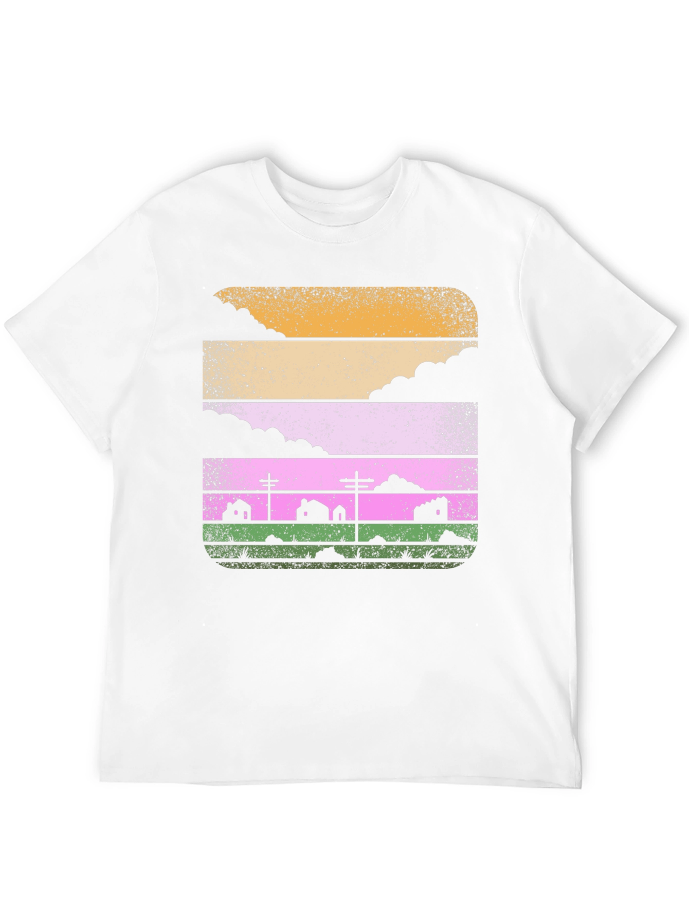 Retro Landscape Graphic Tee - Black Cotton Blend