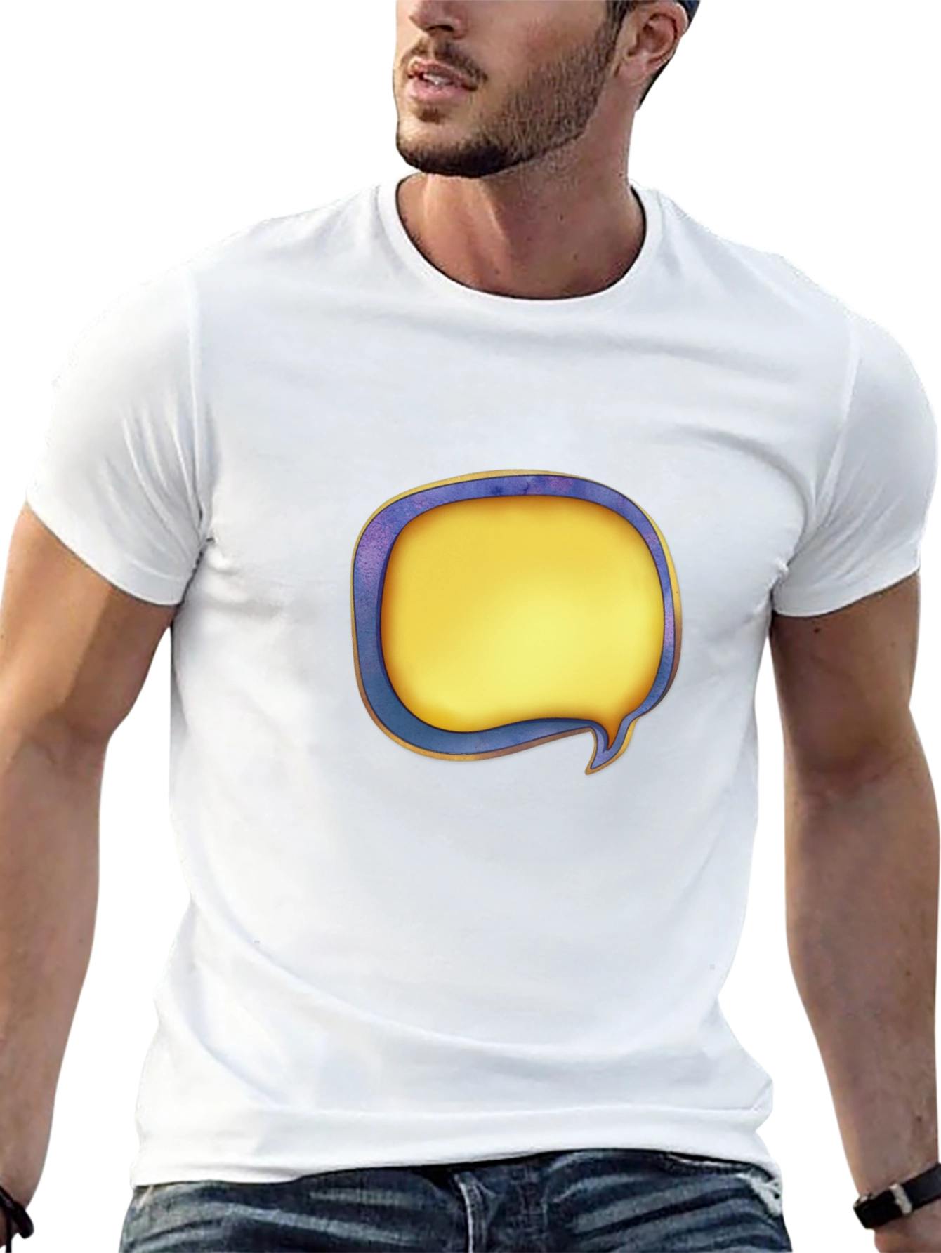Black T-Shirt with Graphic Speech Bubble