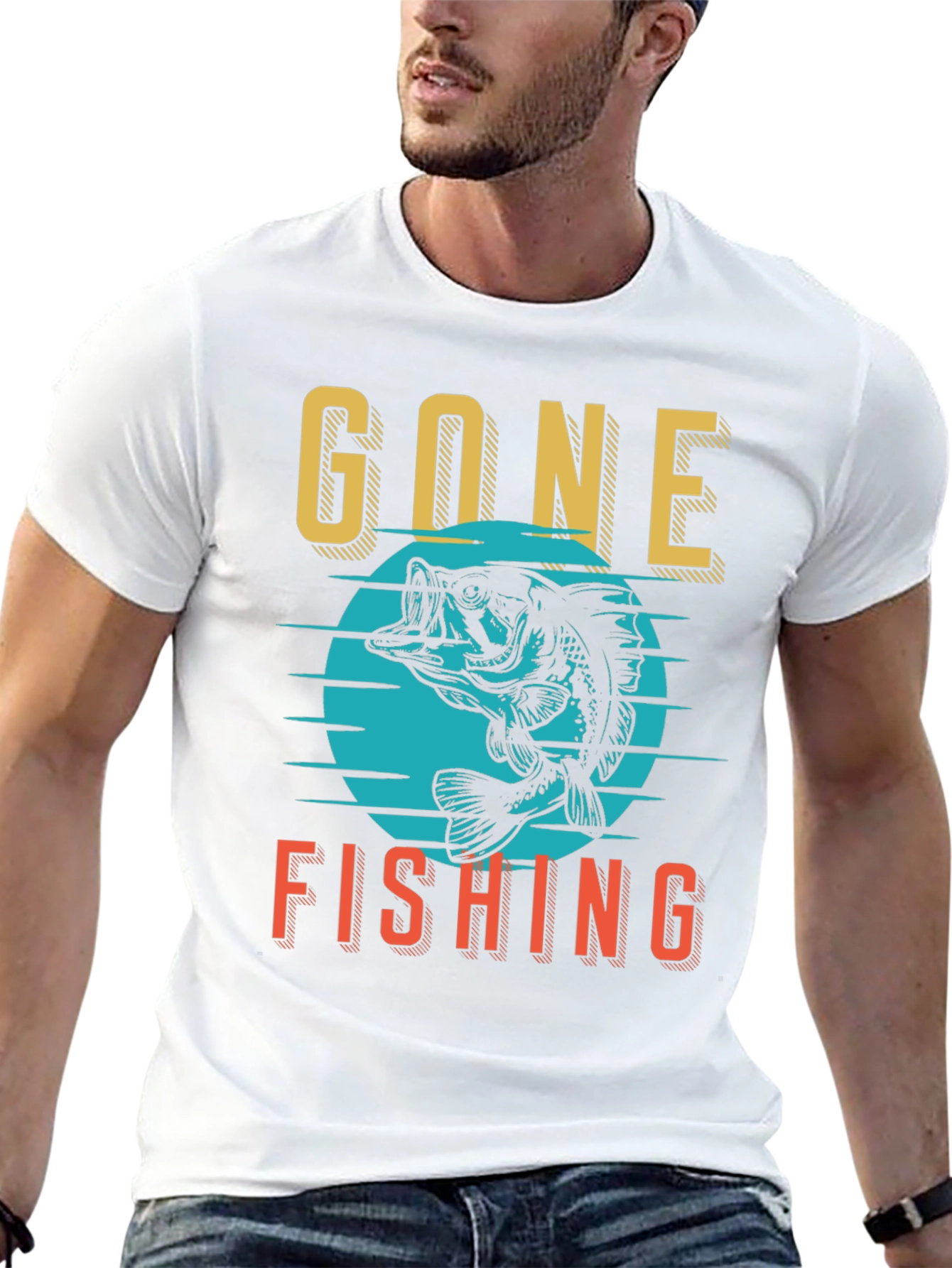 Gone Fishing Graphic Tee - Black Cotton Shirt