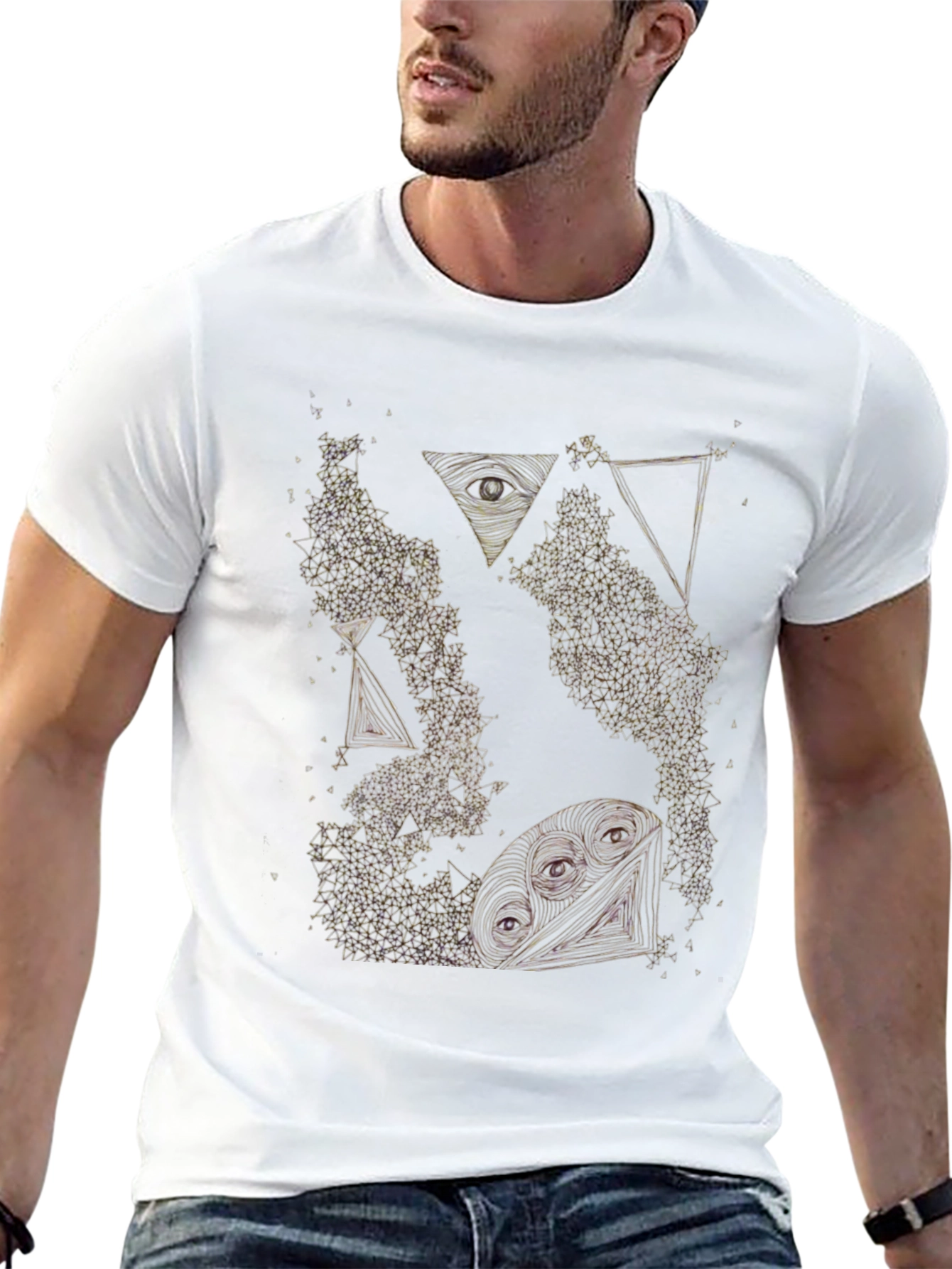 Abstract Graphic Tee - Black Cotton T-Shirt