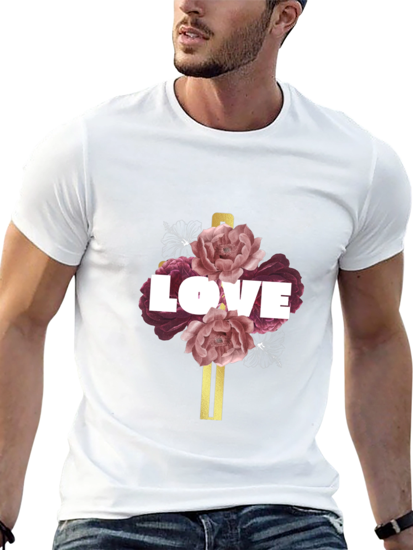 Love Floral Graphic T-Shirt - Black