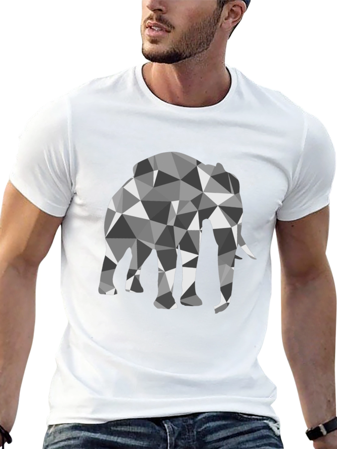 Geometric Elephant Graphic Black T-Shirt