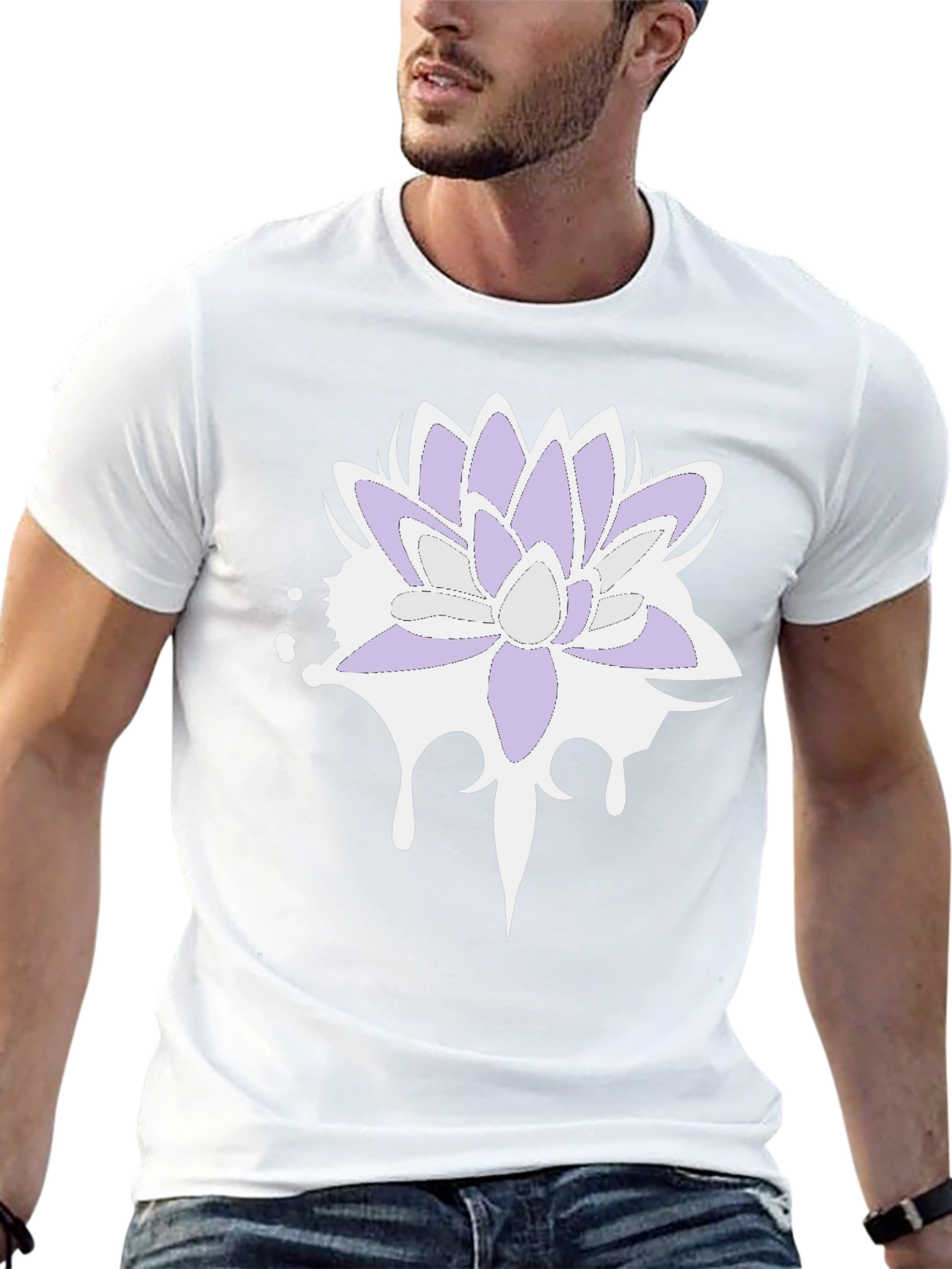 Lotus Flower T-Shirt - Black Cotton Blend Tee