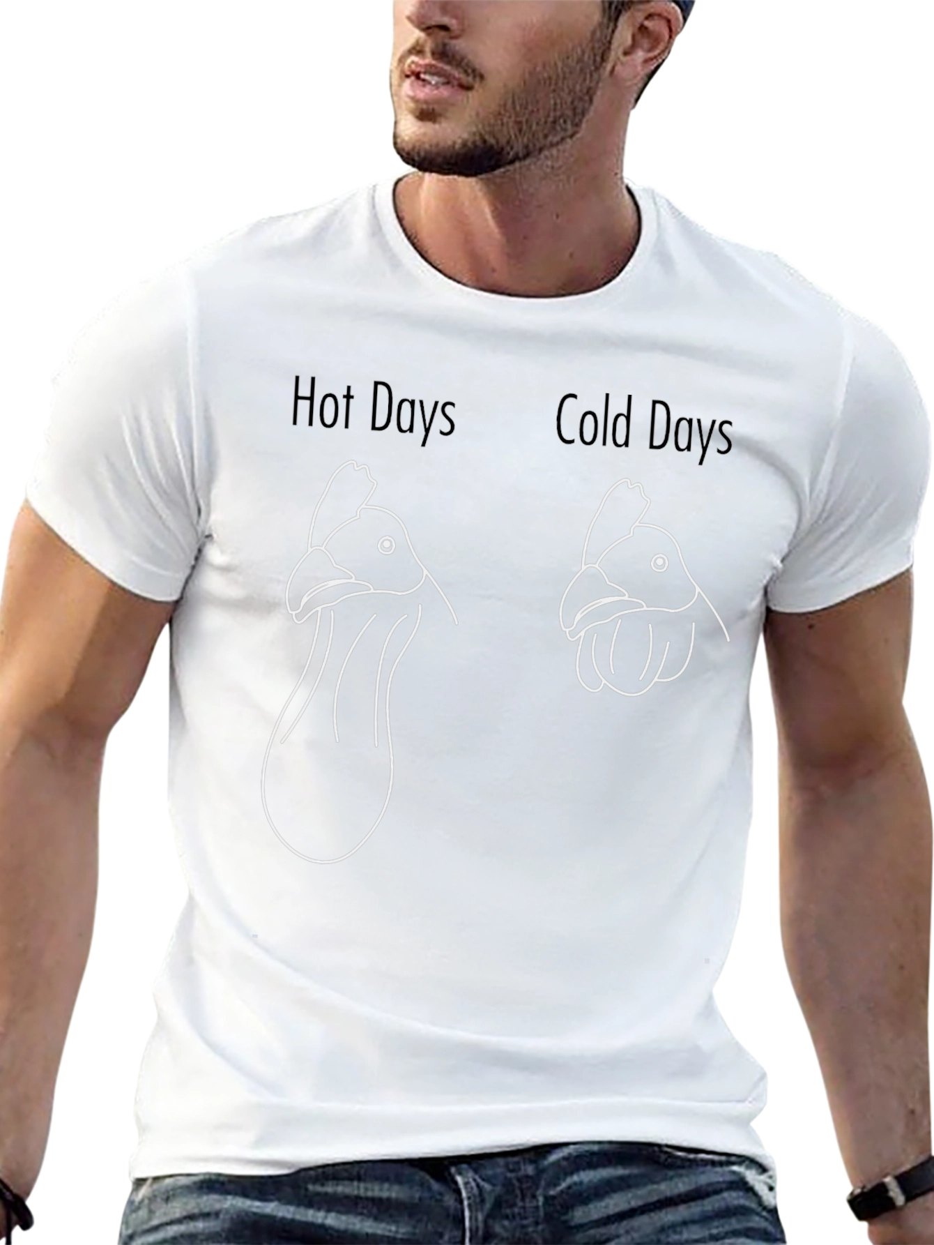 Funny Chicken Hot Cold Days Graphic Tee