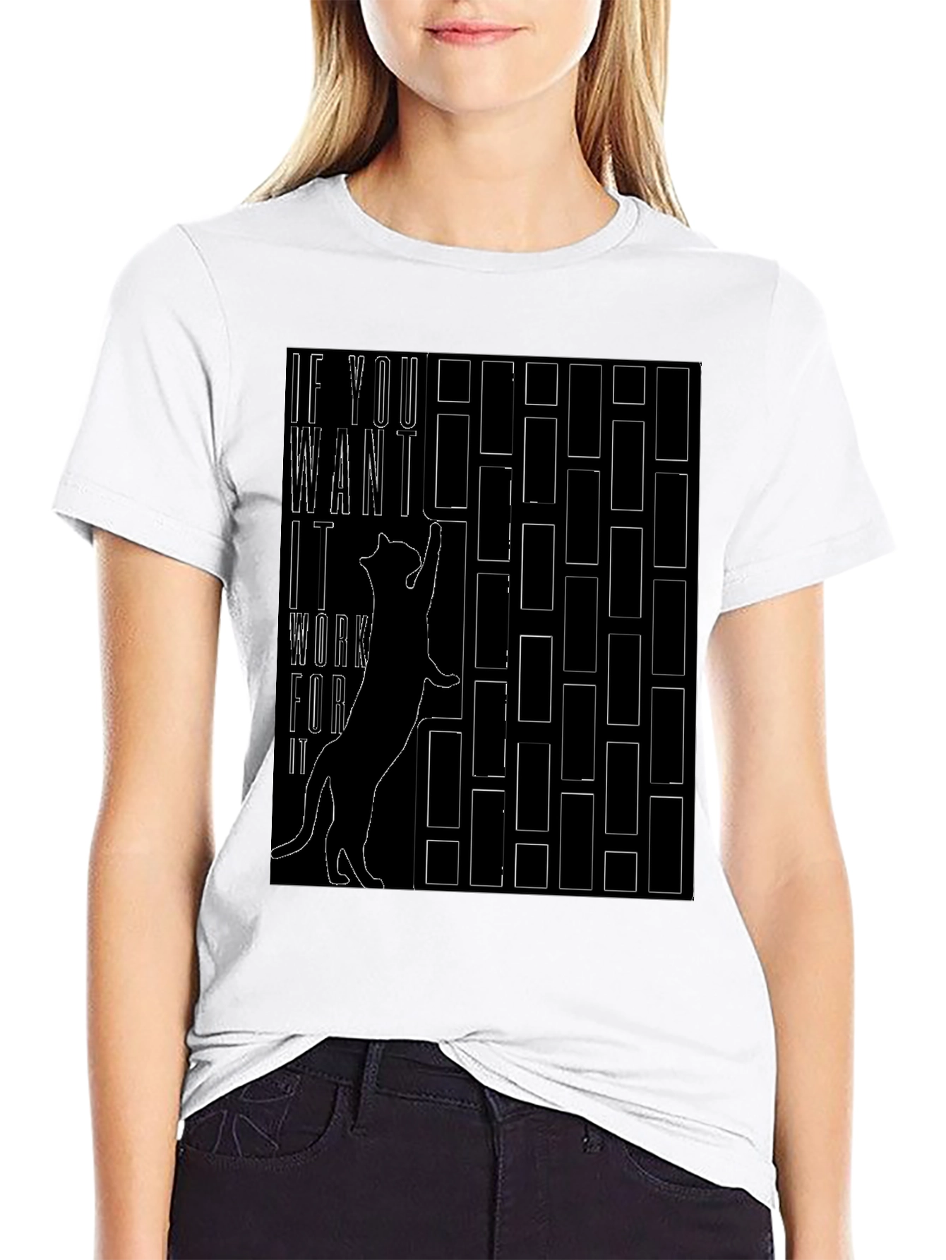 Motivational Cat T-Shirt - Work for It