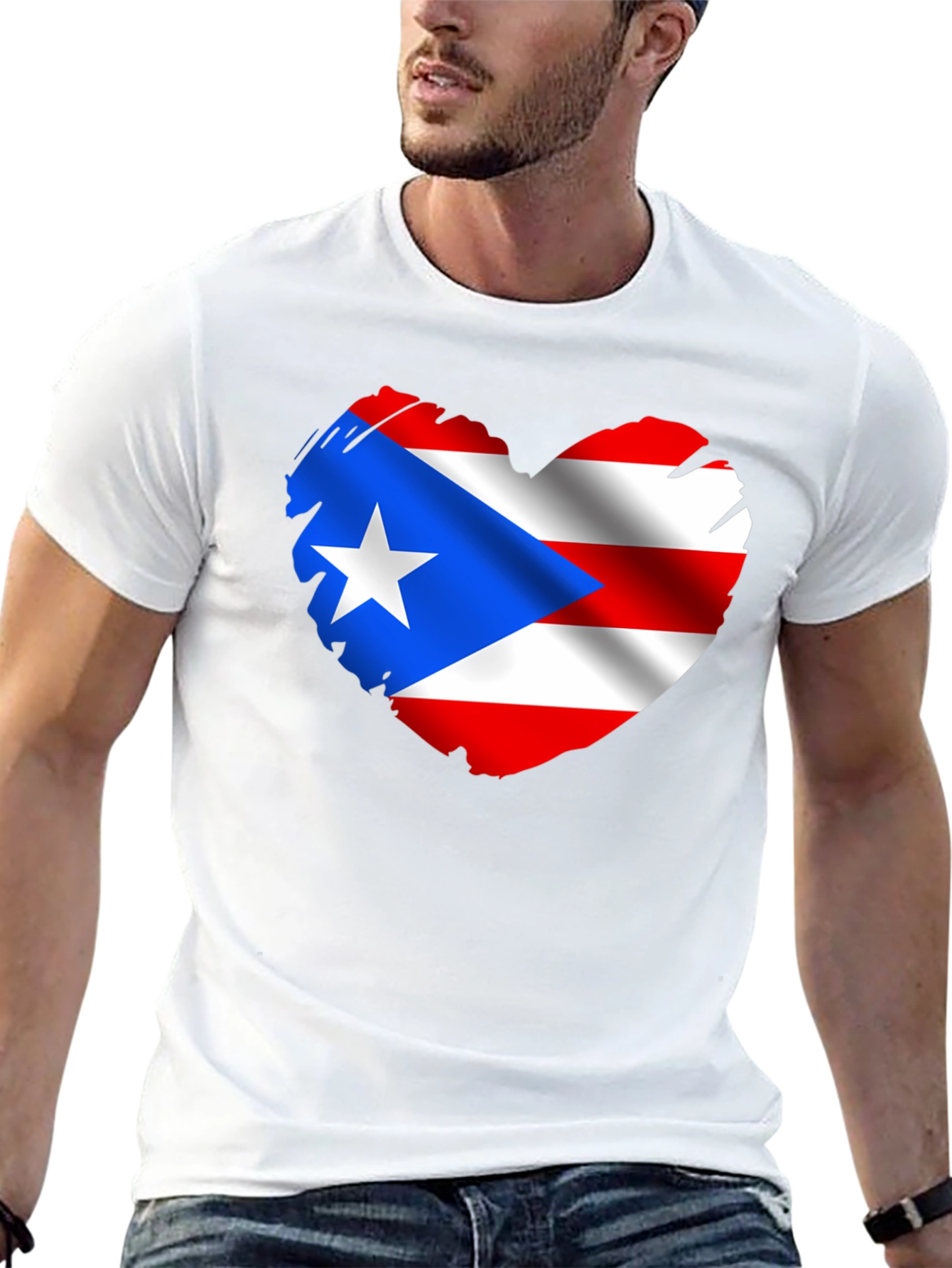 Puerto Rico Flag Heart Graphic T-Shirt