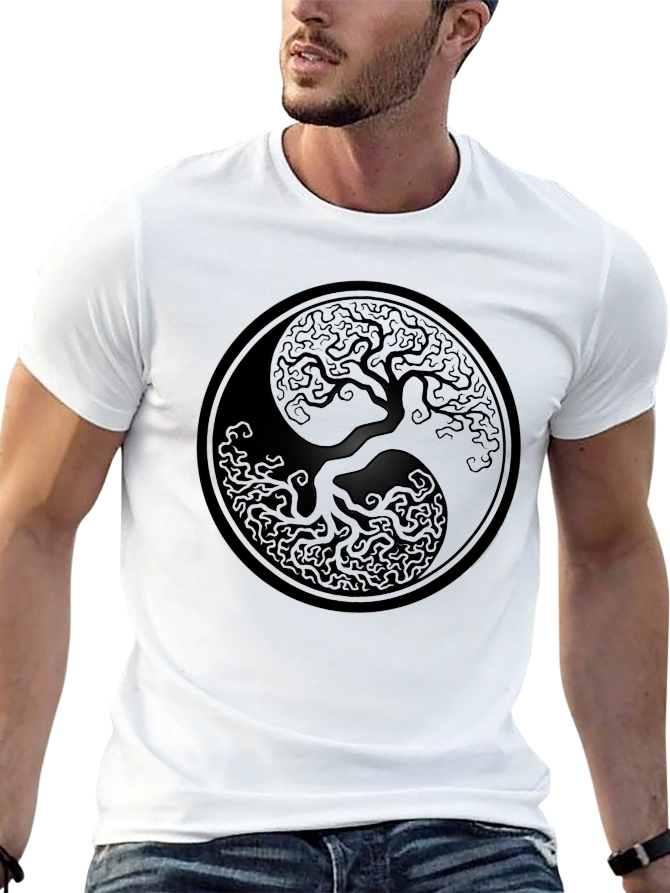 Yin Yang Tree Graphic Tee - Black