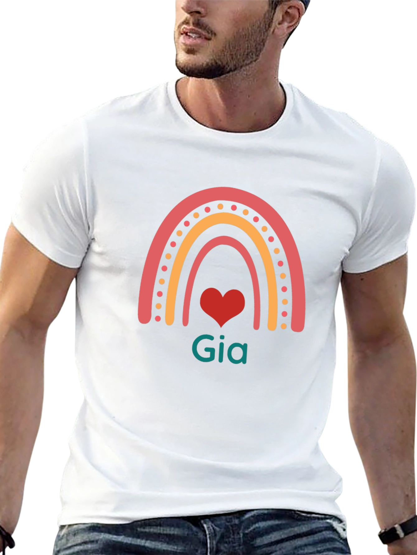 Rainbow Gia Heart T-Shirt - Black