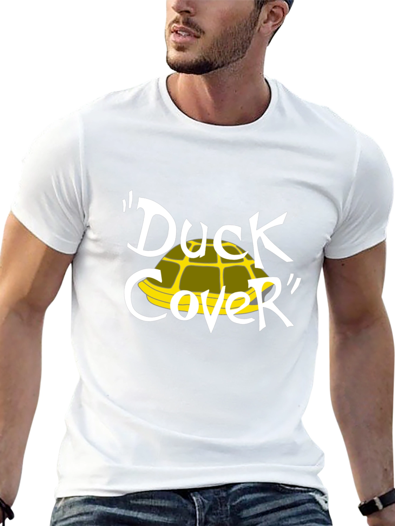 Duck Cover T-Shirt - Cartoon Humor Tee
