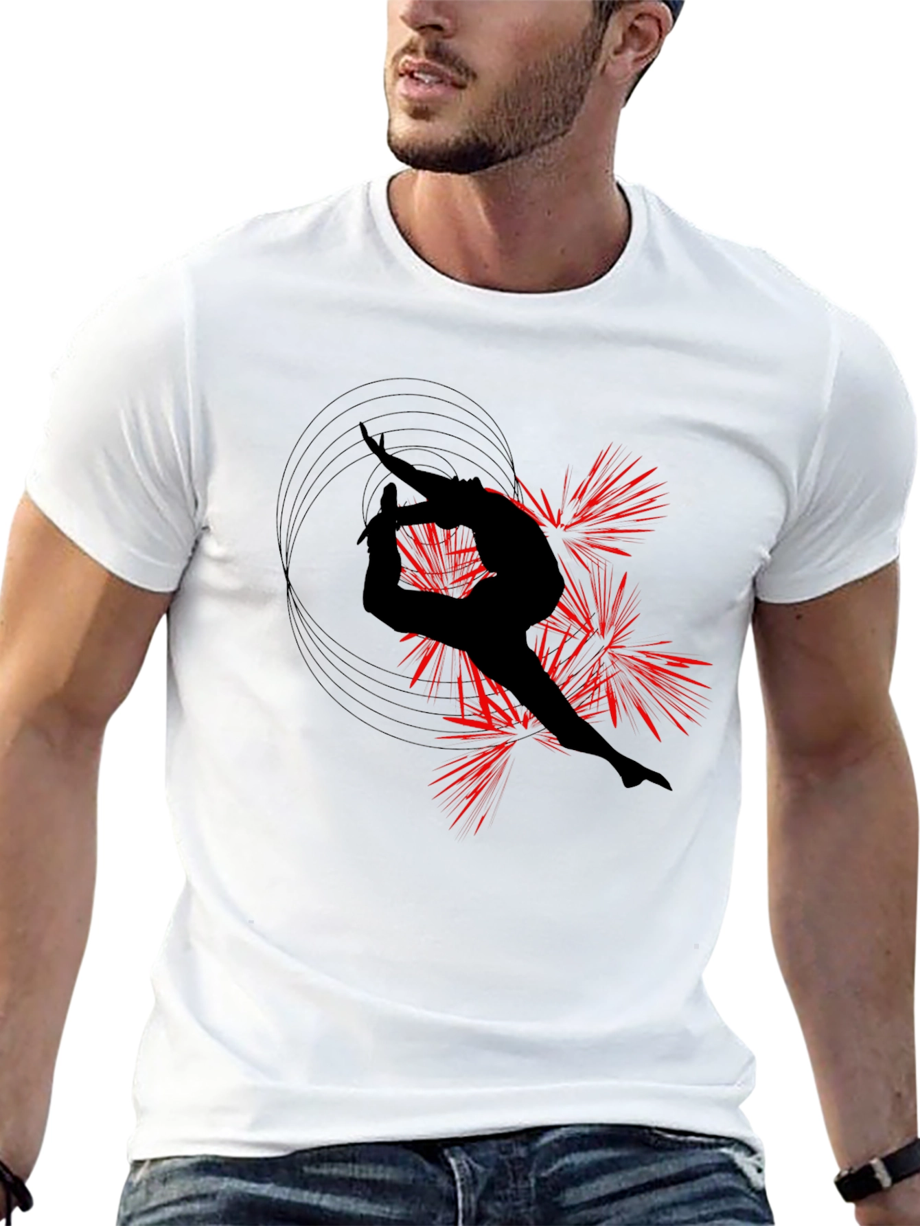 Gymnast Silhouette Black T-Shirt - Artistic Design