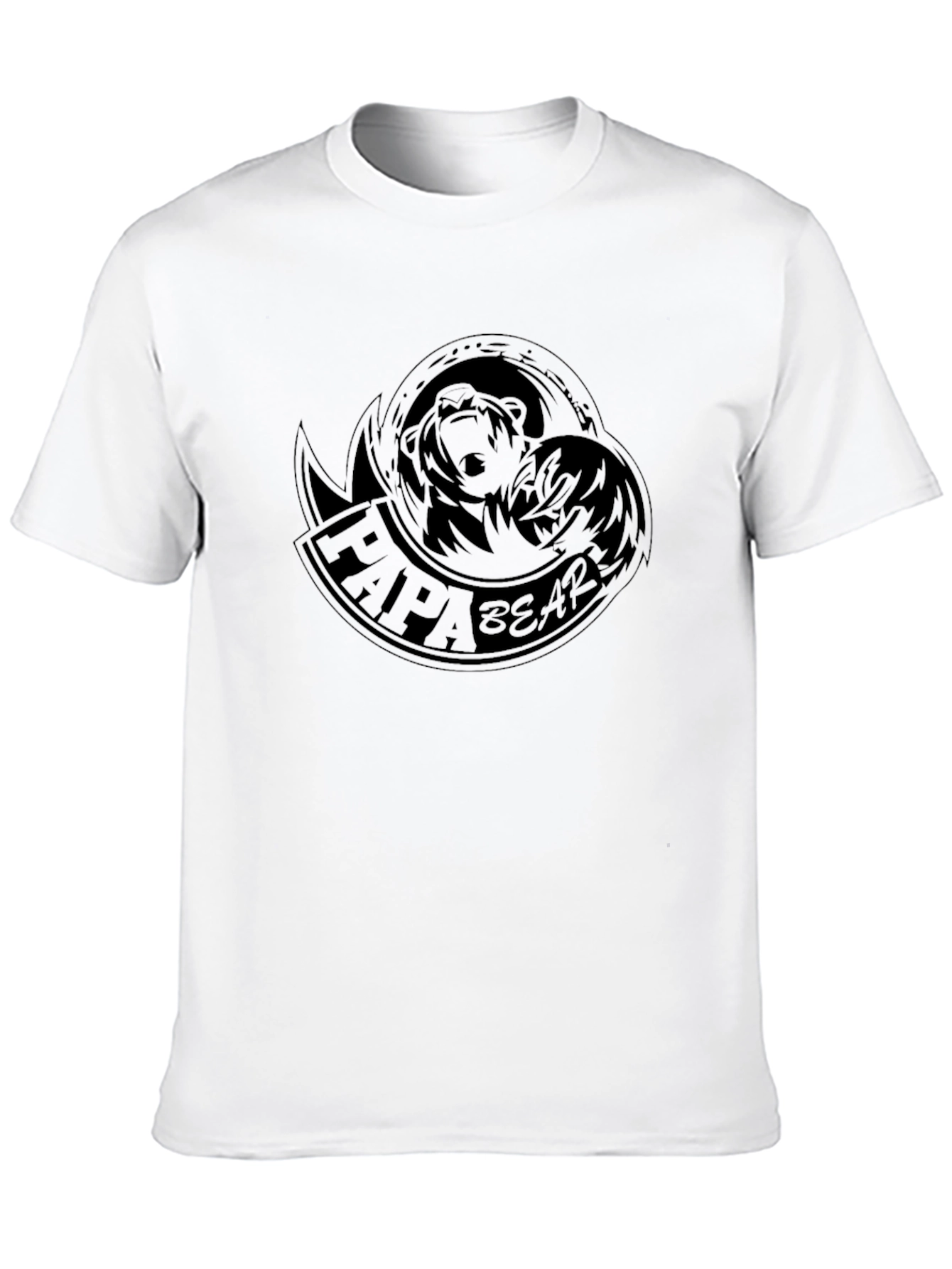 Papa Bear Graphic Tee - Black Crew Neck Shirt