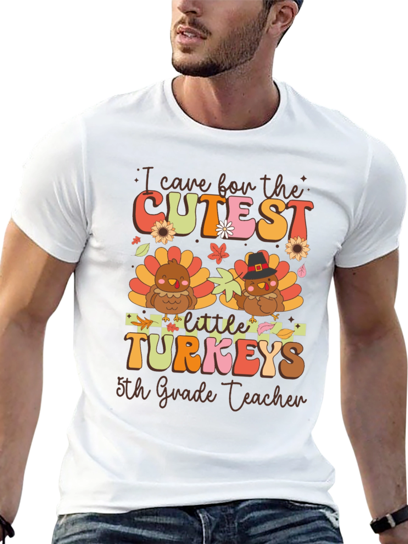 Cute Thanksgiving 5th Grade Teacher T-Shirt