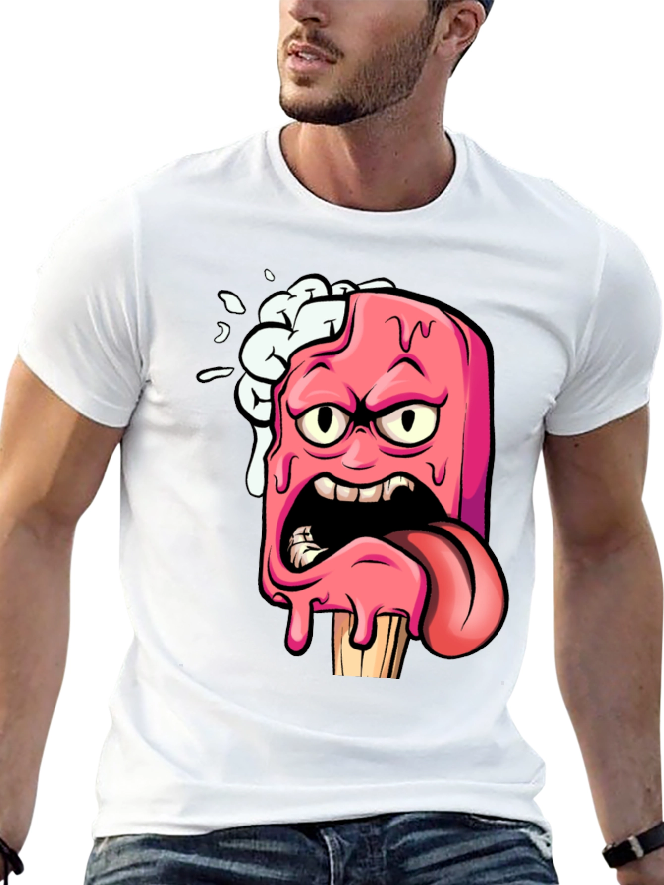 Melting Cartoon Ice Cream Graphic T-Shirt