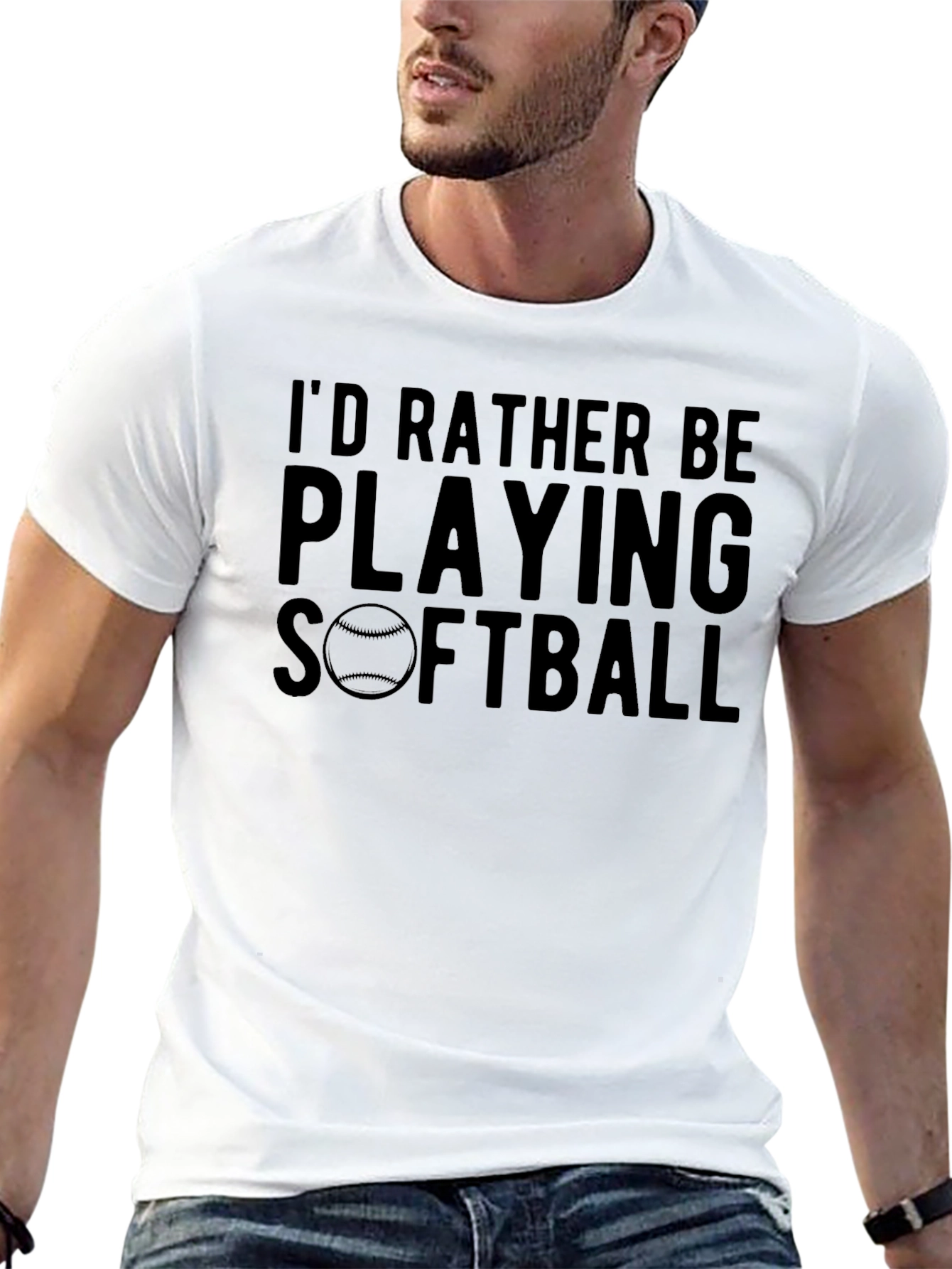 Id Rather Be Playing Softball Graphic T-Shirt