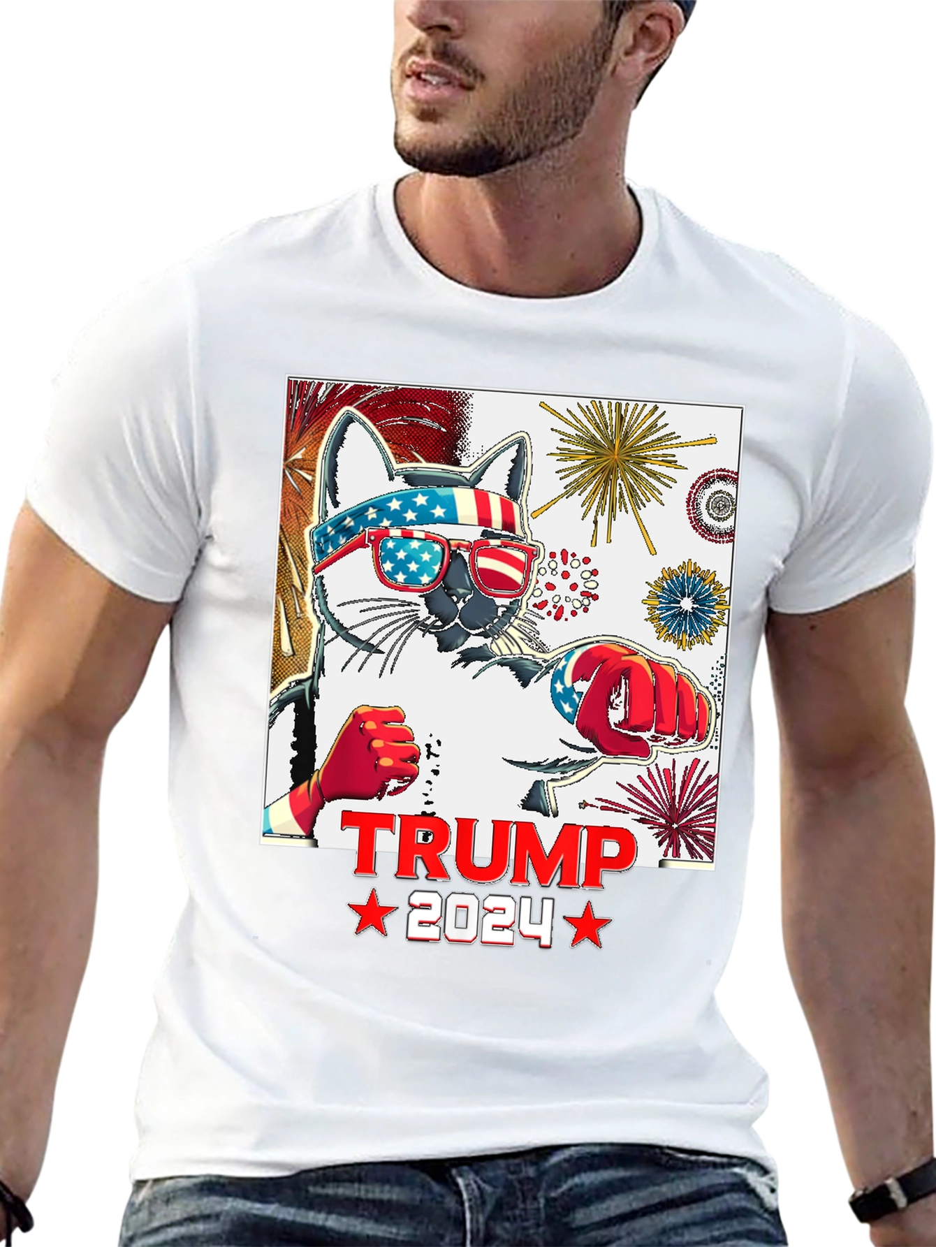 Trump 2024 Cat T-Shirt - Patriotic Apparel