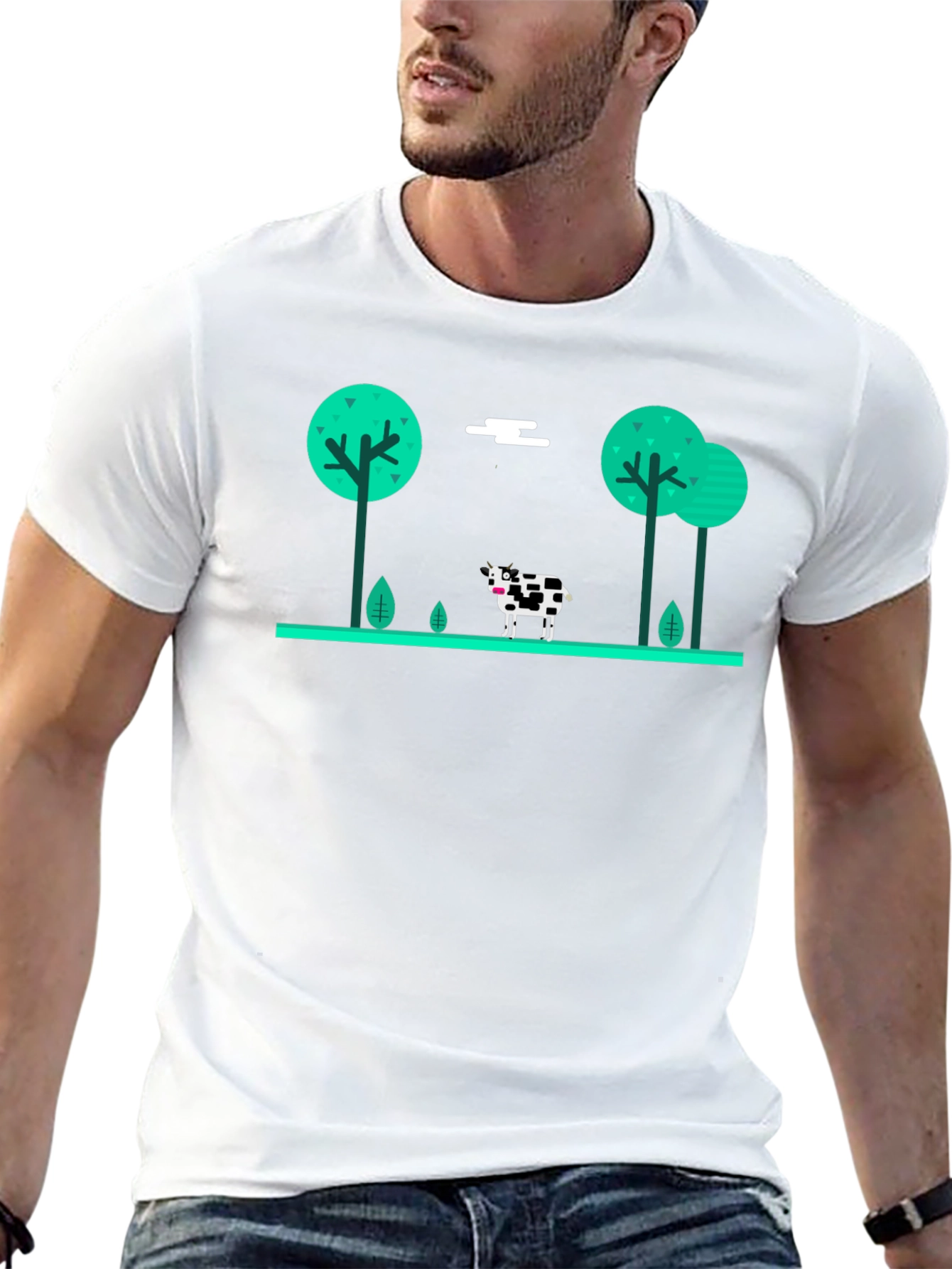 Cow in the Meadow Black T-Shirt