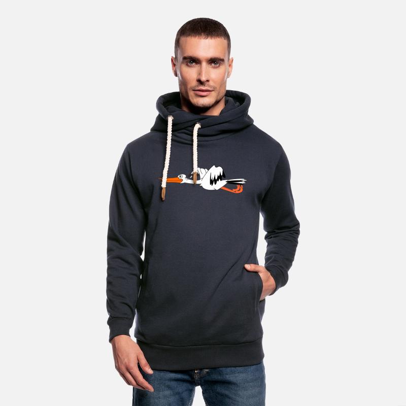 Stork on retreat from baby