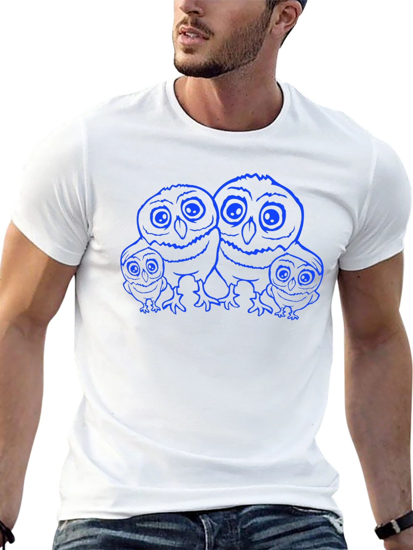Owl Family Graphic Black T-Shirt