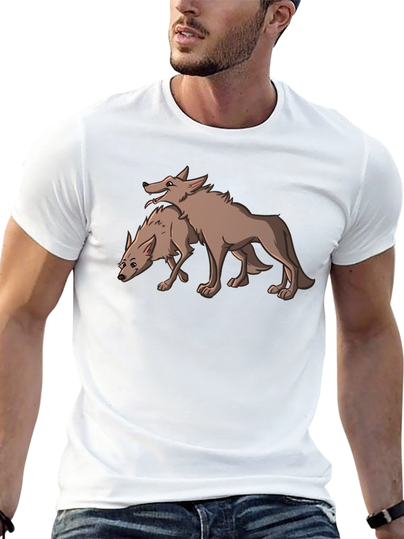 Two Wolves Graphic Tee - Stylish Black T-Shirt