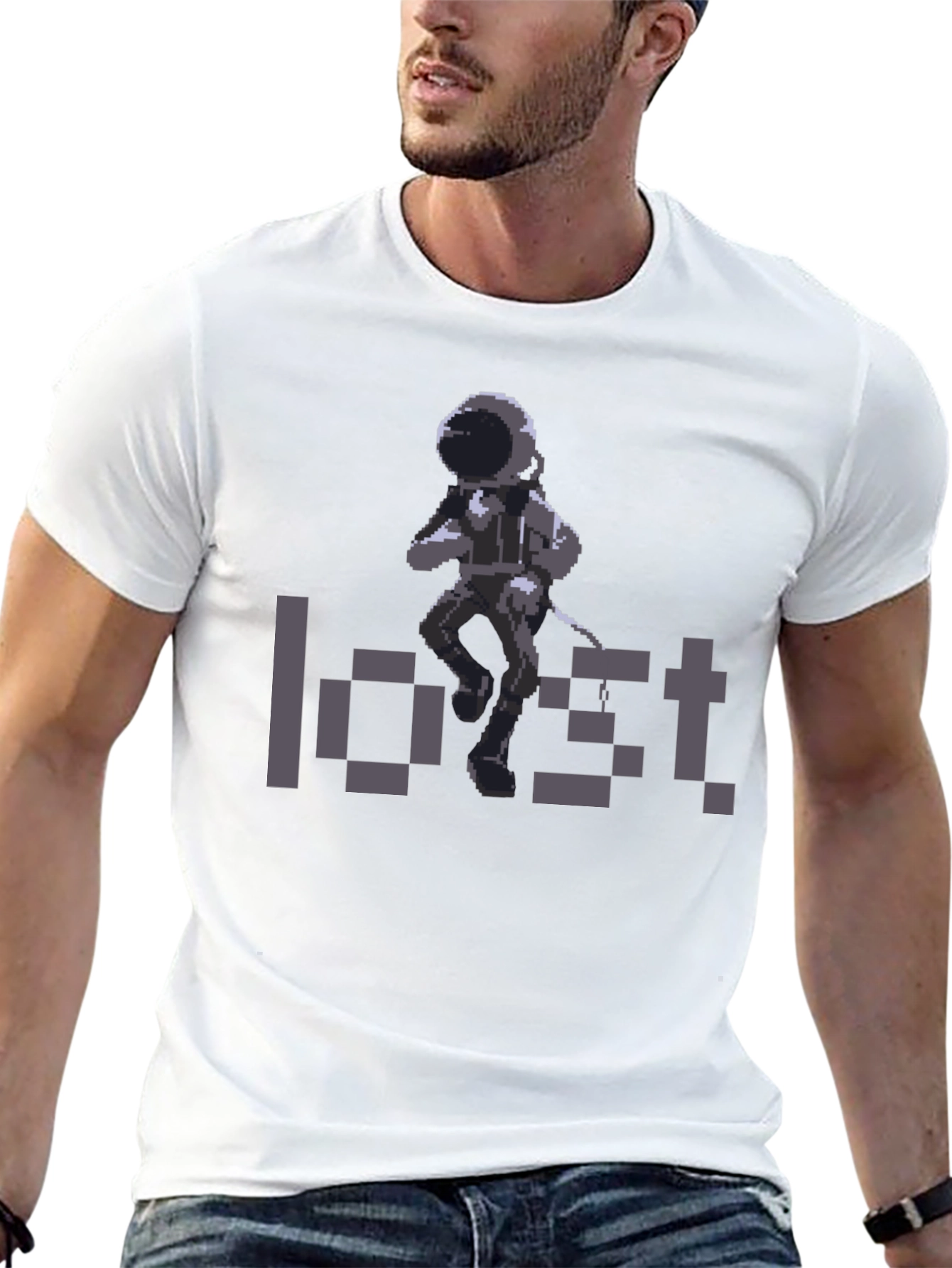 Lost Astronaut Graphic T-Shirt - Retro Pixel Style