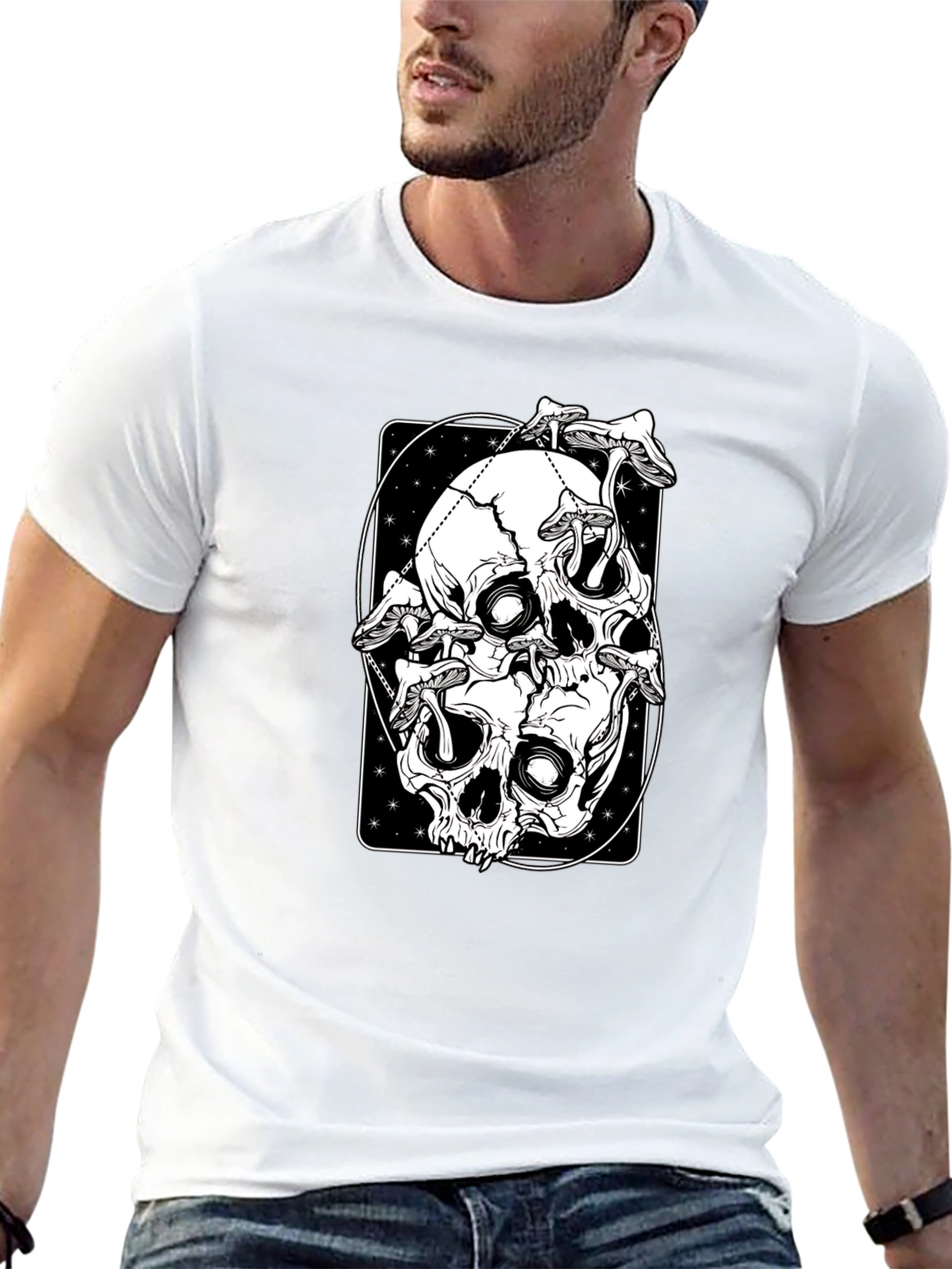 Skull & Mushroom Graphic Tee - Black