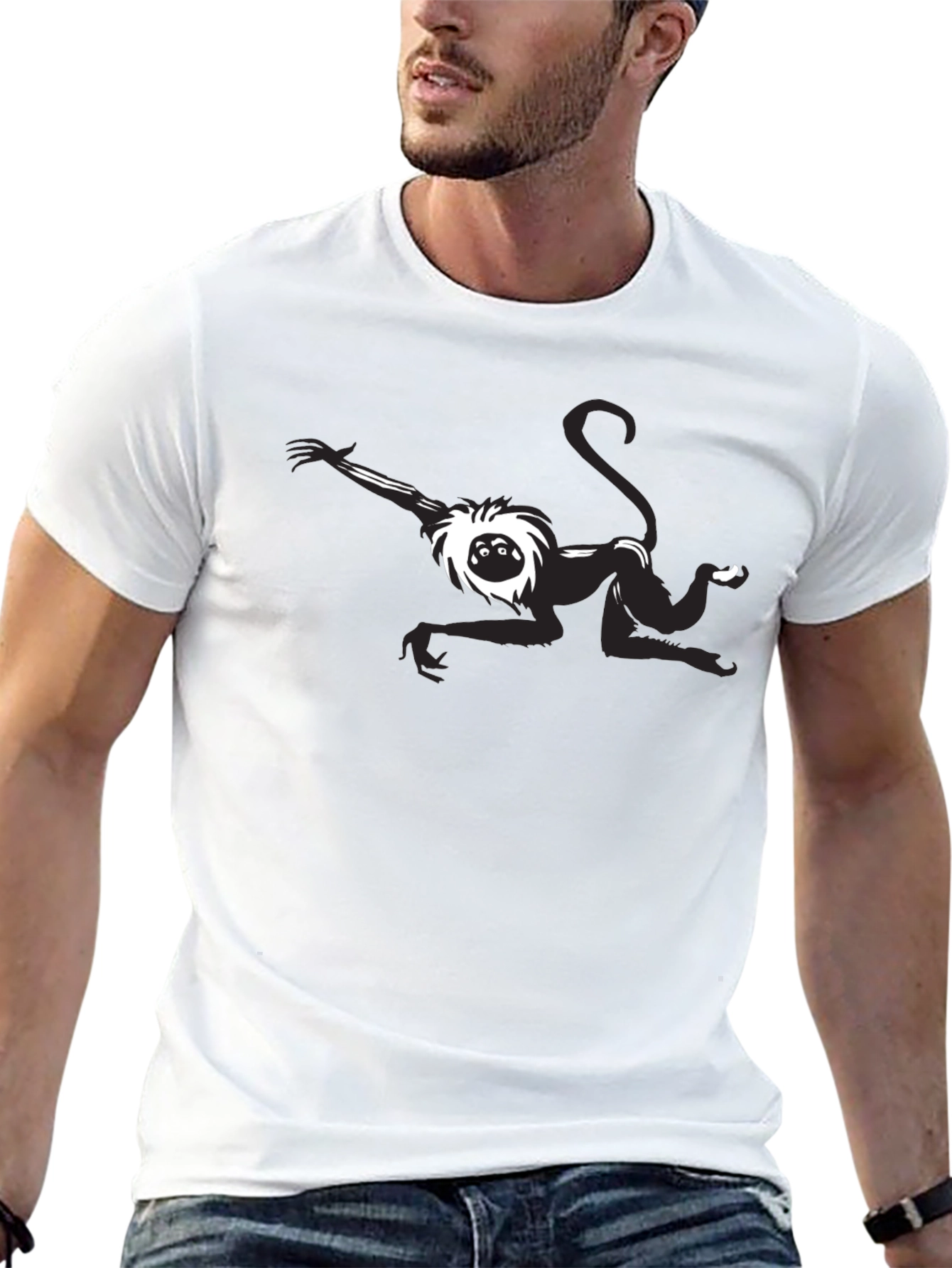 Monkey Graphic Tee - Black Cotton Comfort