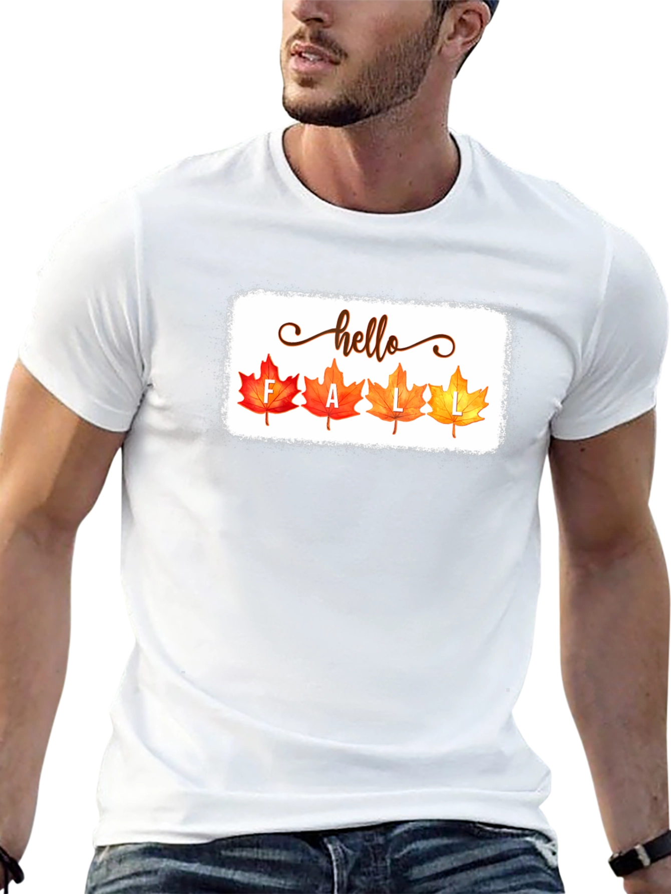 Hello Fall Graphic Tee - Autumn Leaves T-Shirt
