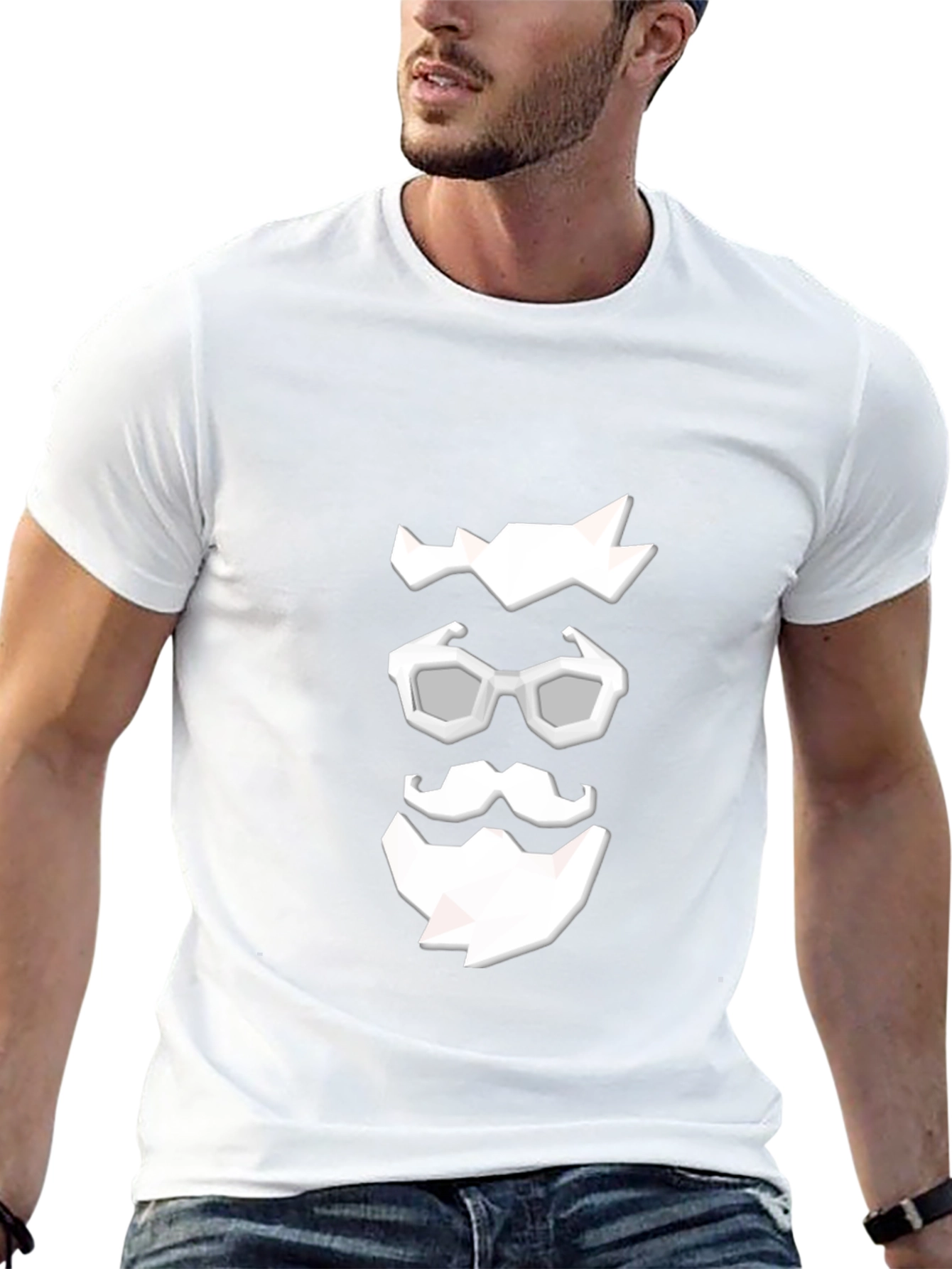 Cool Graphic Tee: Low Poly Beard