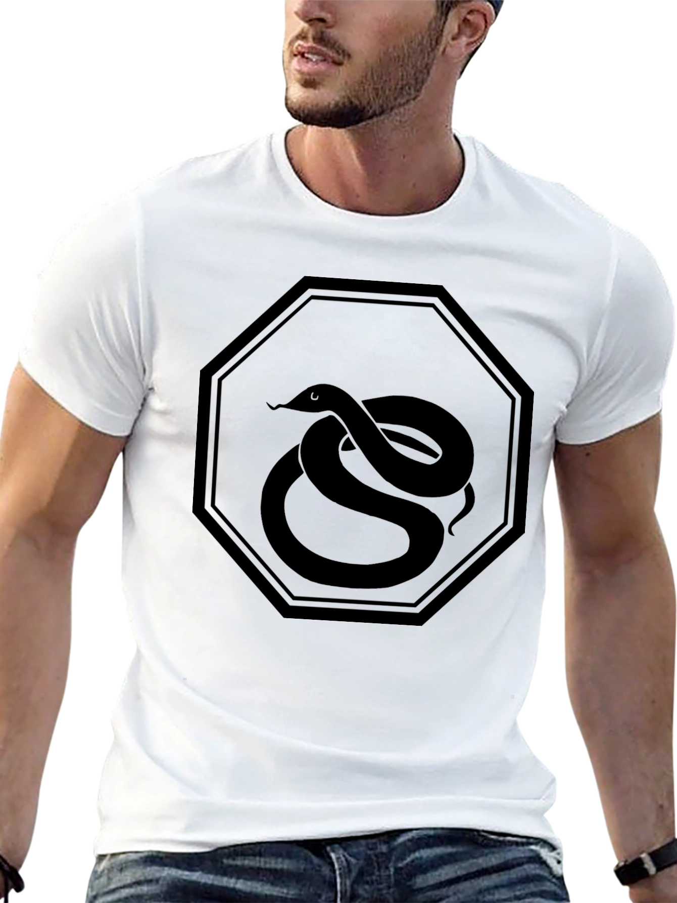 Mens Black Snake Emblem Graphic Tee