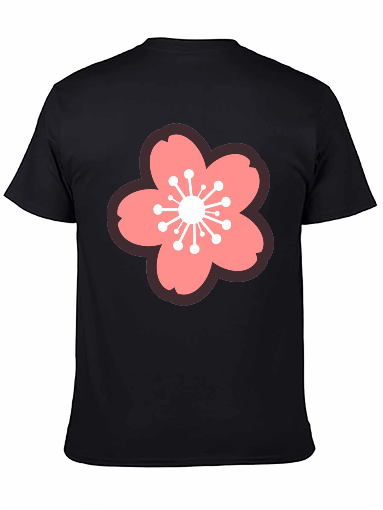 Black Tee with Floral Graphic