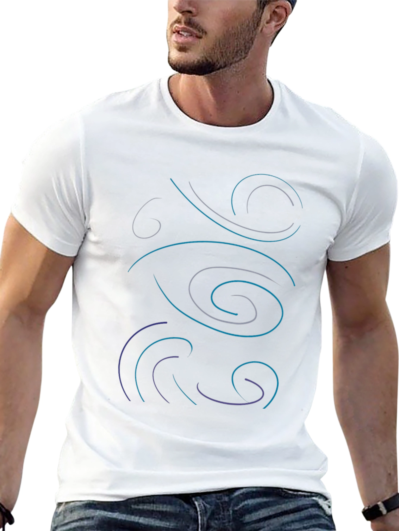 Abstract Swirl Design Black T-Shirt
