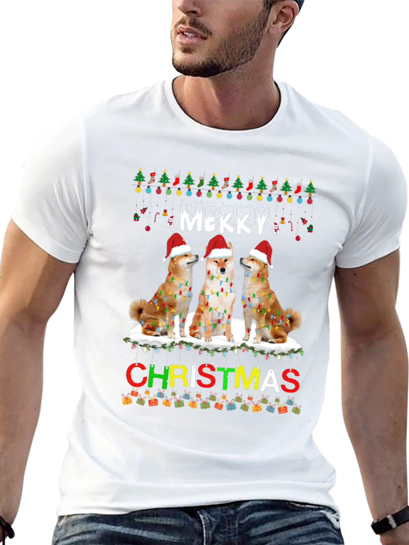 Festive Shiba Inu Merry Christmas T-Shirt