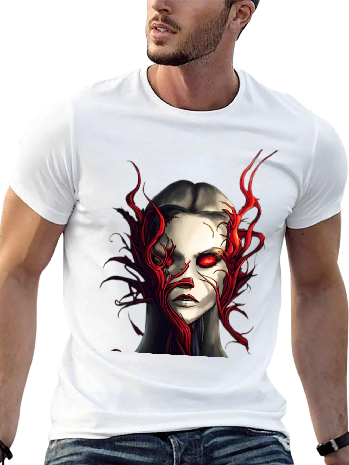 Crimson Horror Graphic Tee - Dark Fantasy