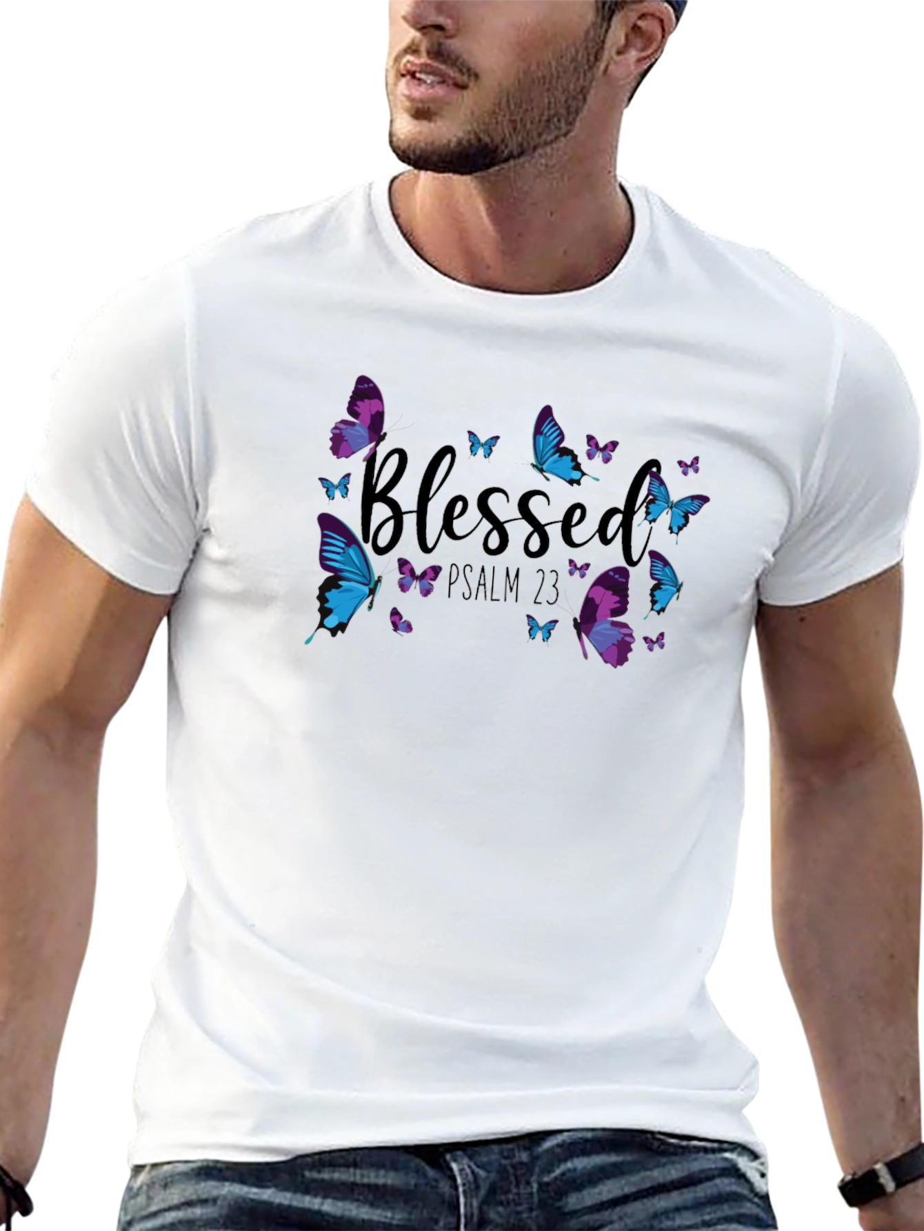 Blessed Psalm 23 Butterfly T-Shirt