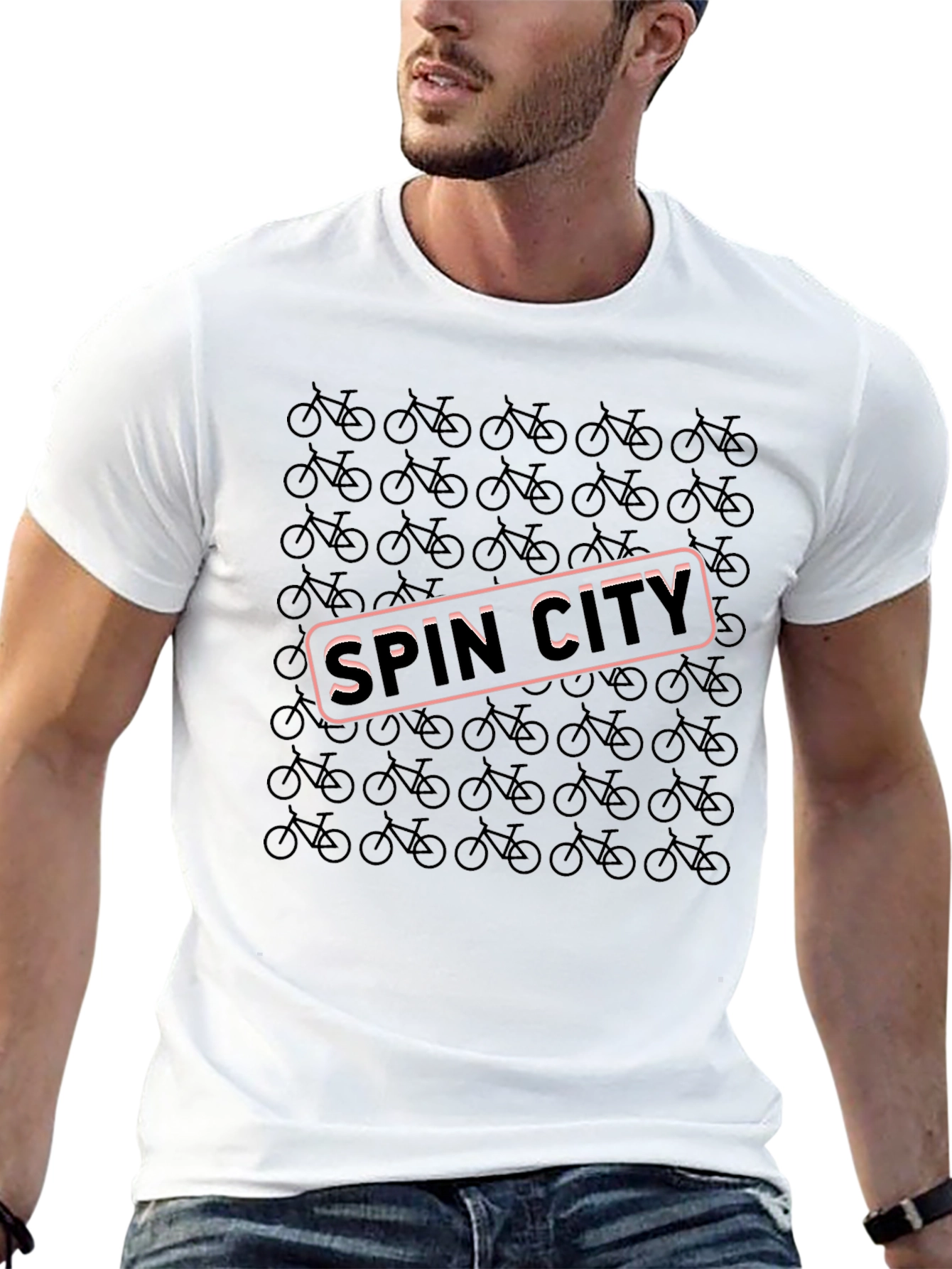 Spin City Bike Pattern T-Shirt