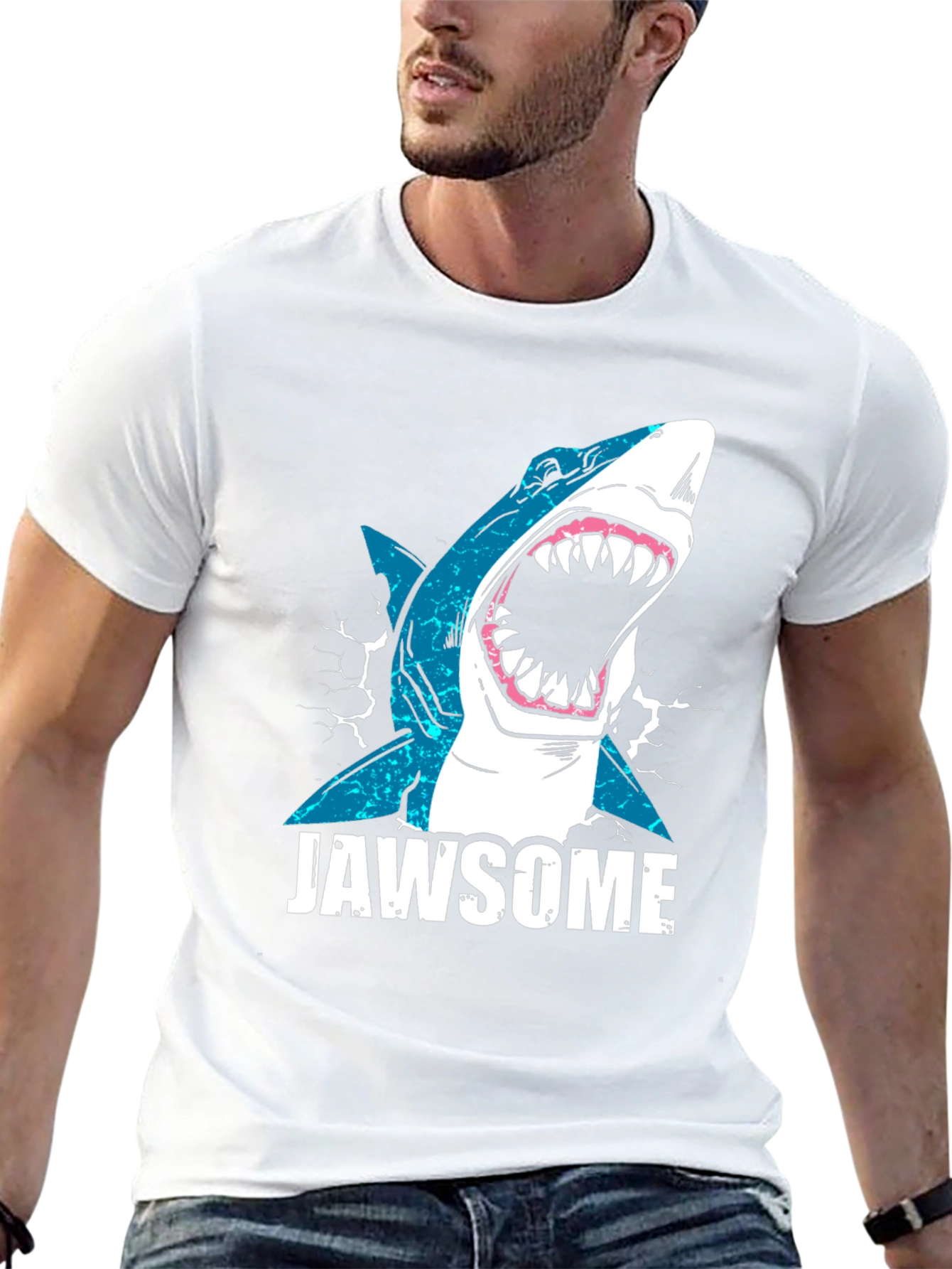 Jawsome Shark Graphic Tee - Black Cotton T-Shirt