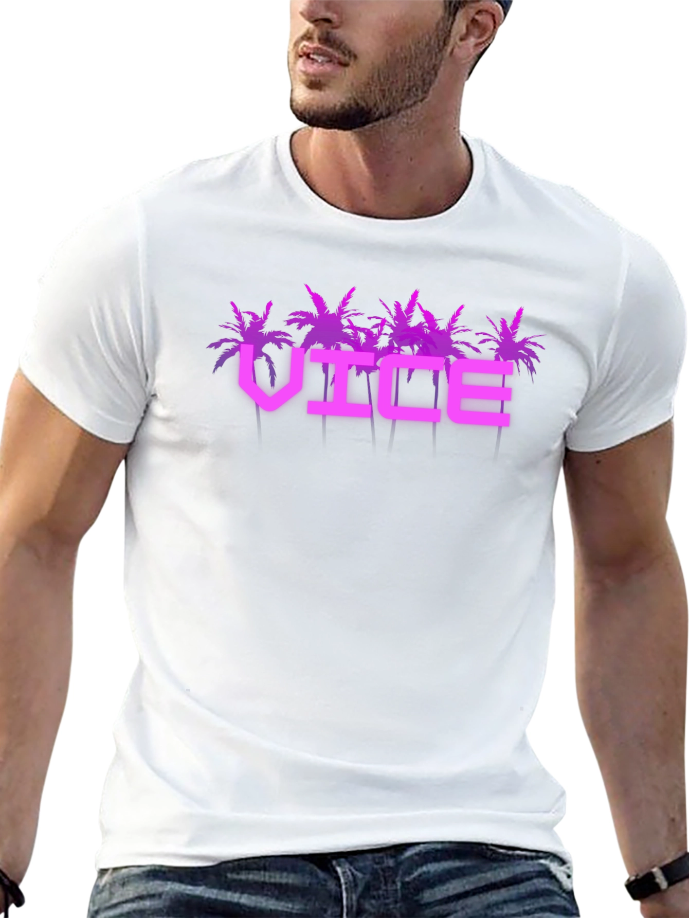 Vice T-Shirt - Miami Palm Tree Design