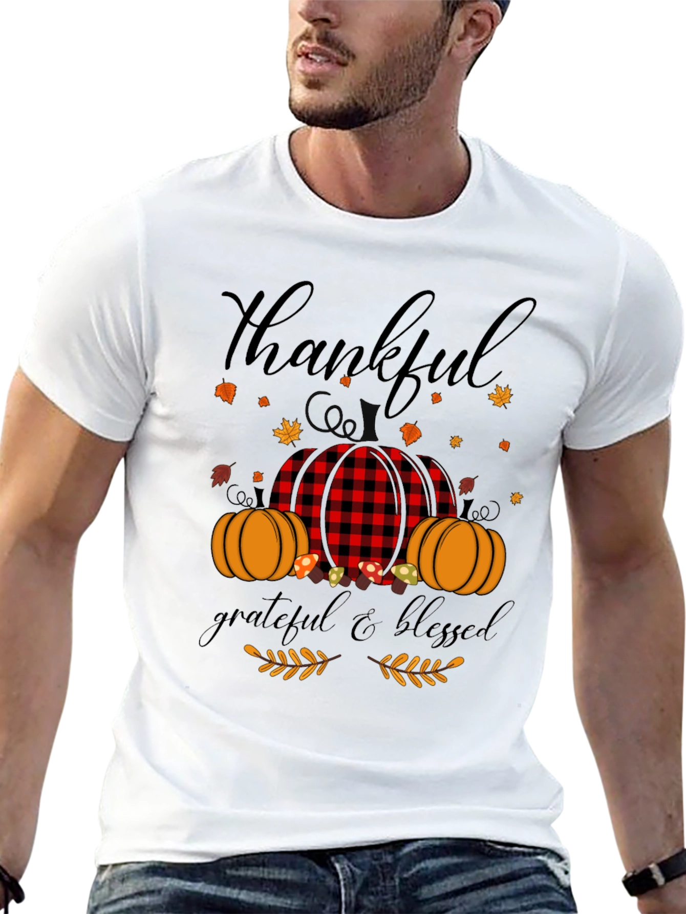 Thankful Grateful Blessed Fall Pumpkin T-Shirt