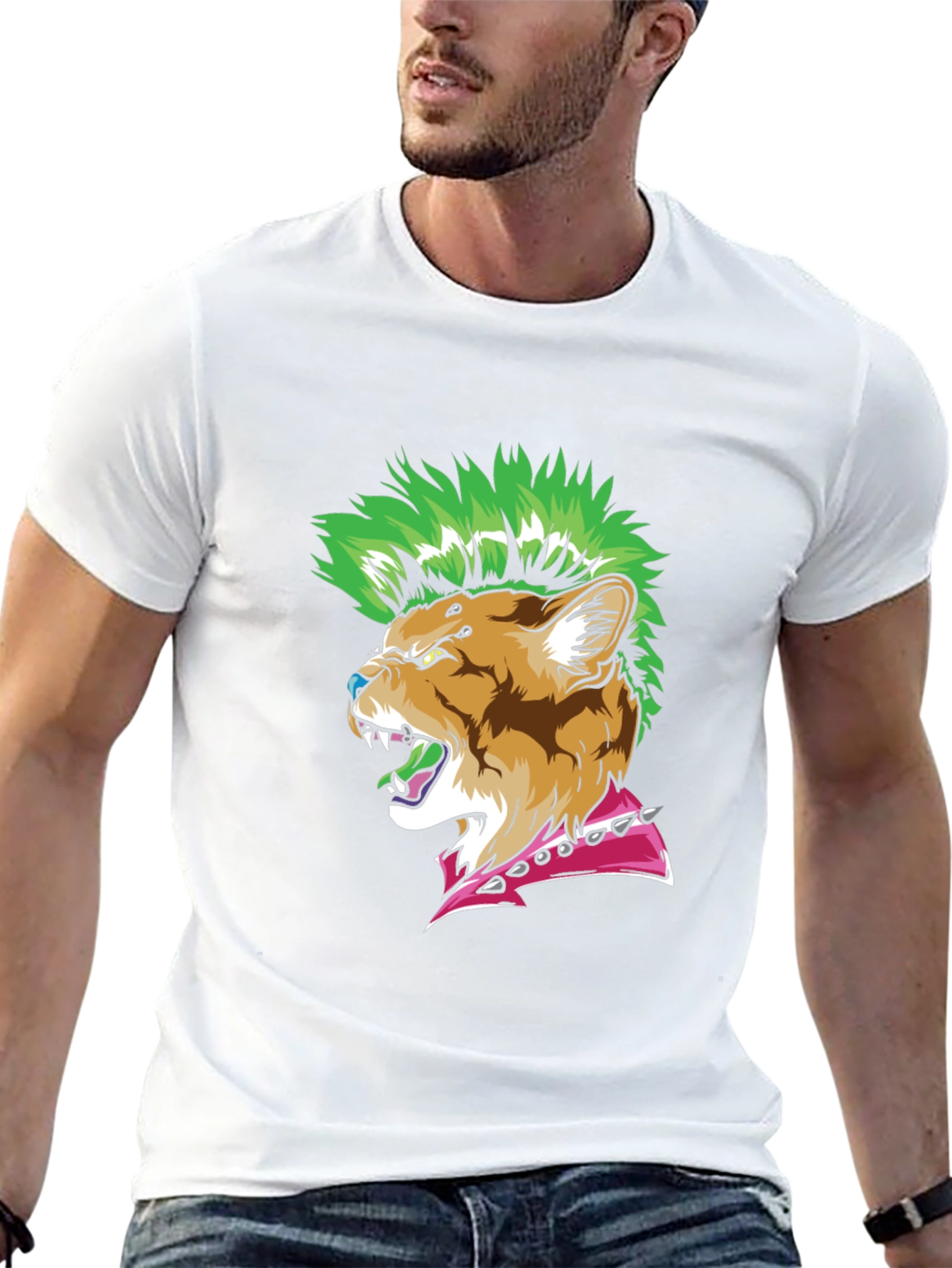 Punk Rock Cougar T-Shirt - Edgy Animal Graphic Tee