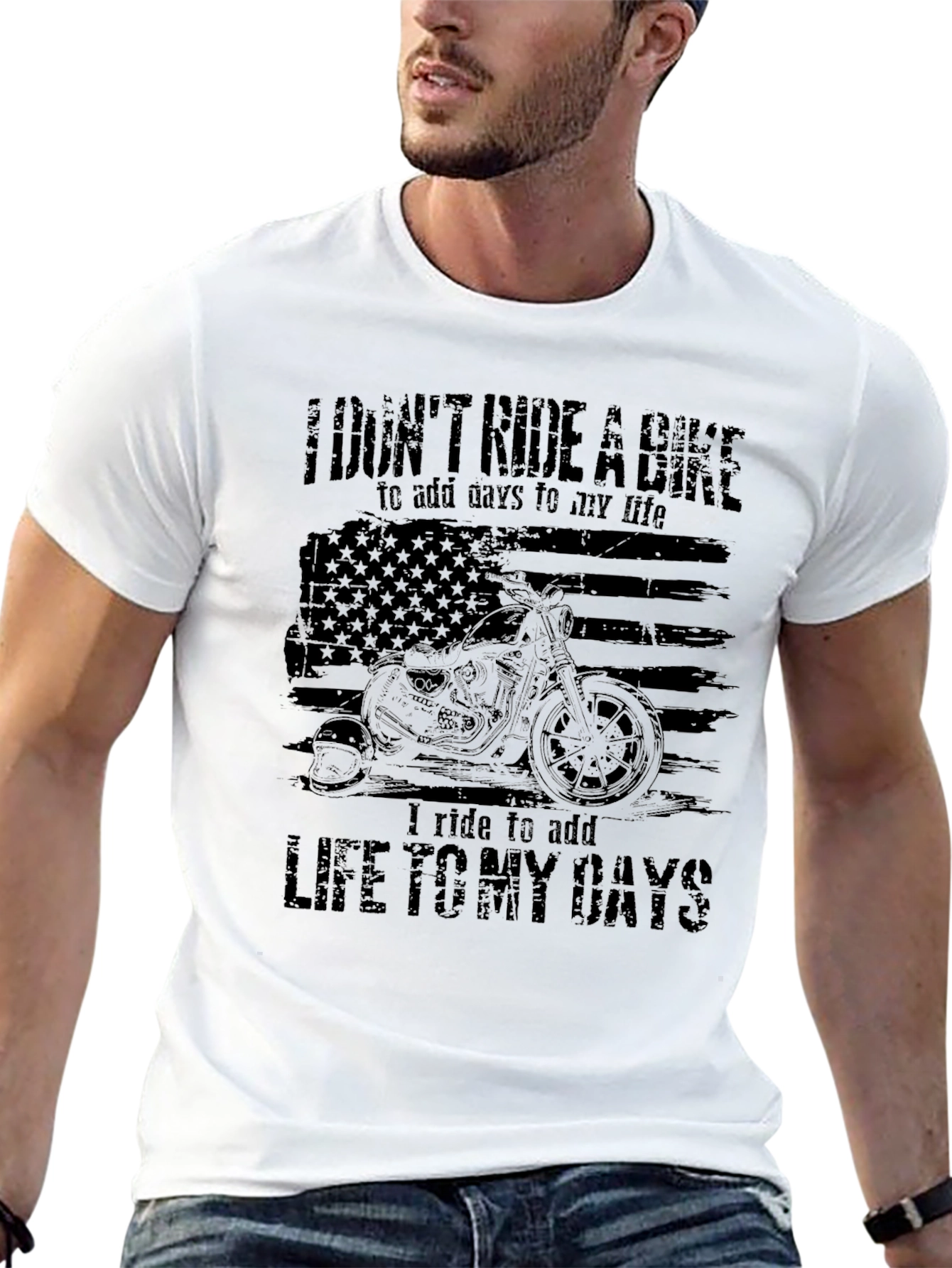 Mens Black Motorcycle Graphic T-Shirt
