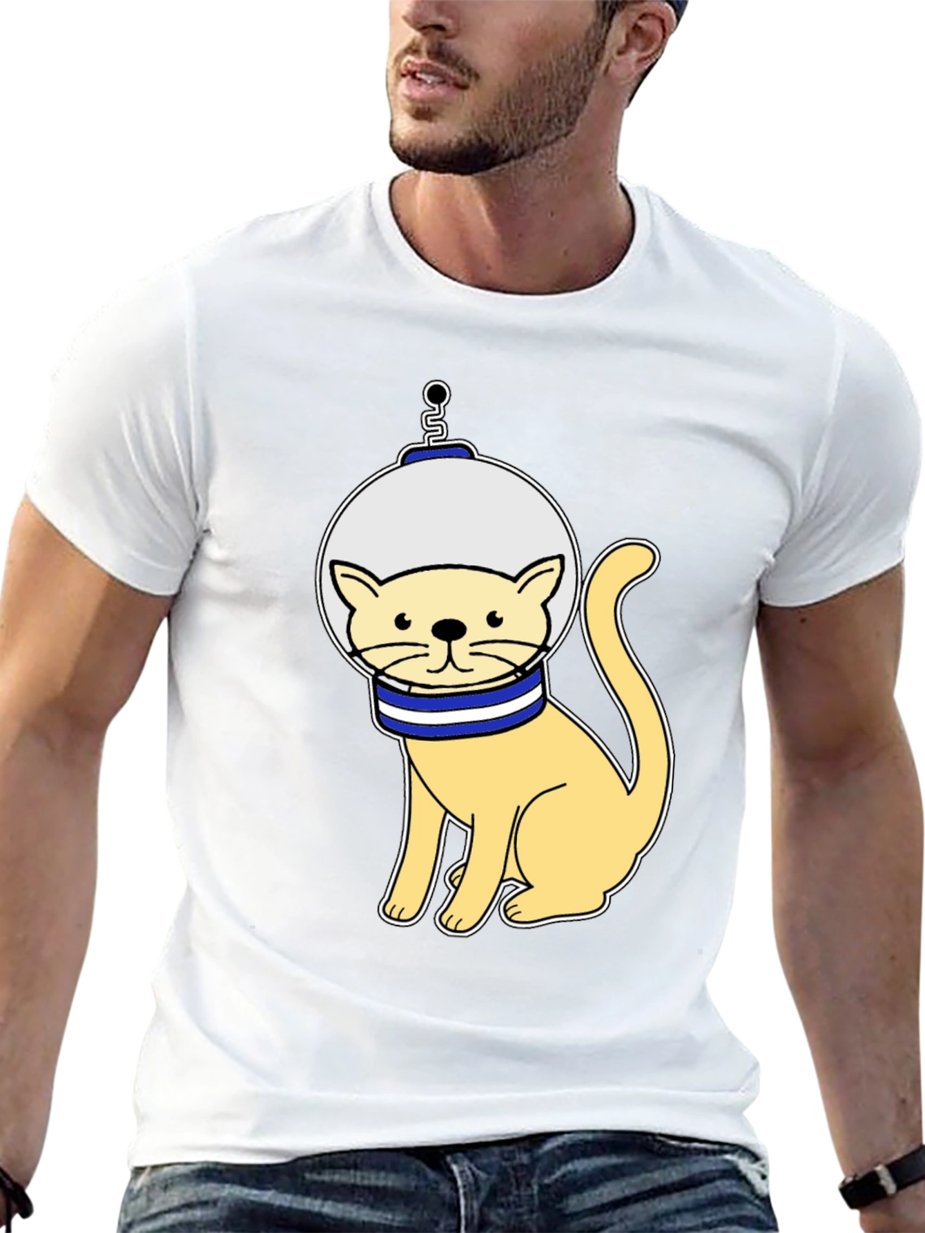 Astronaut Cat Graphic T-Shirt - Space Kitty Tee