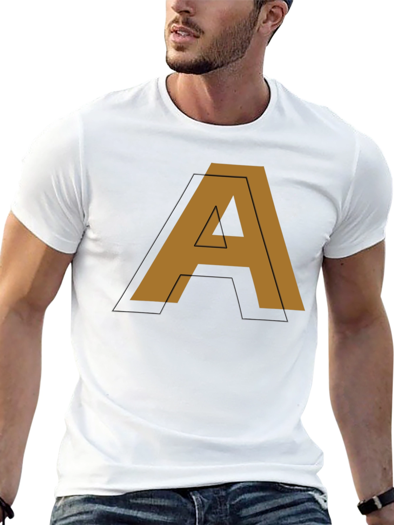 Modern Letter A Graphic Black T-Shirt