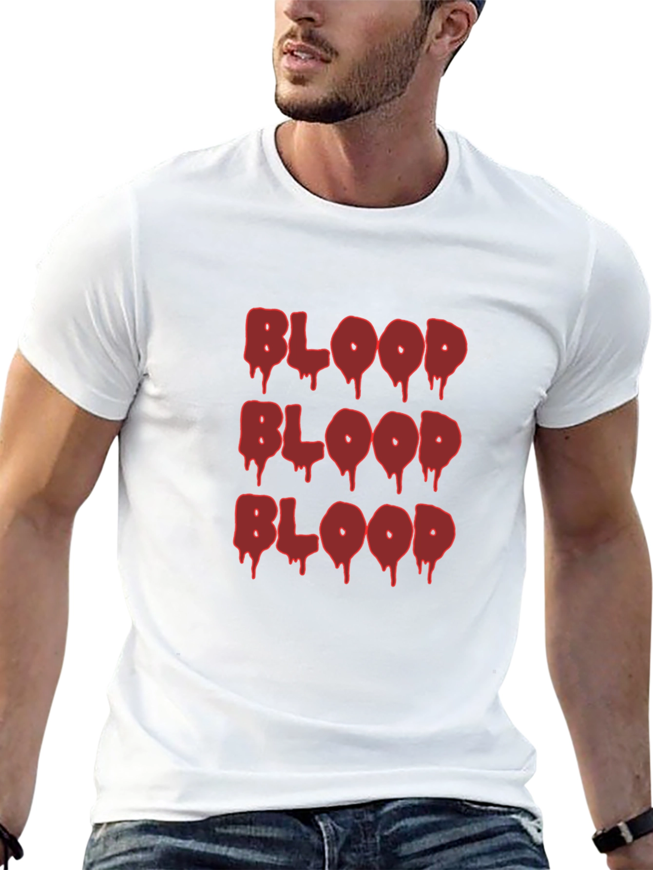 Blood Drip Graphic Tee - Edgy Casual T-Shirt